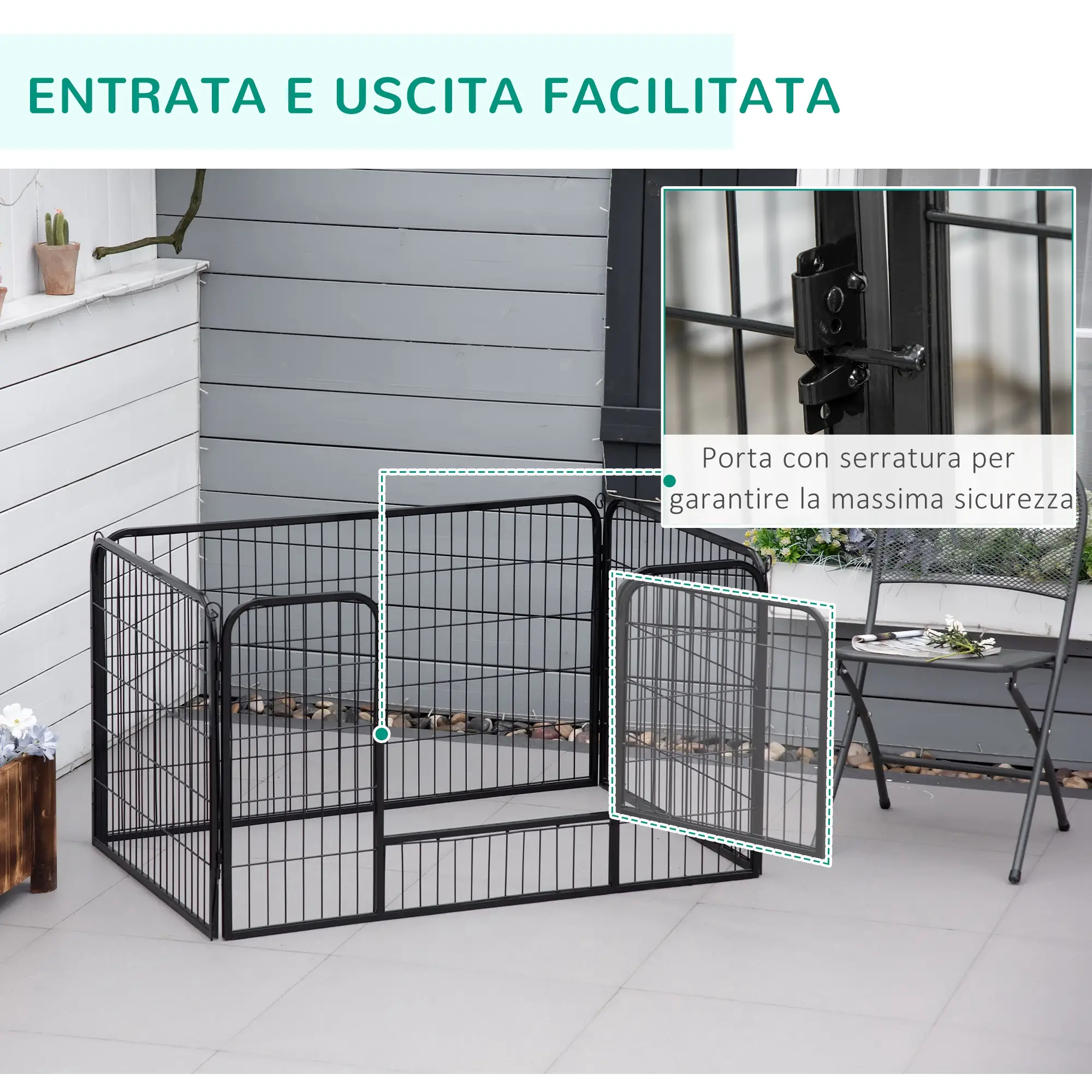 32"W 4-Panel Metal Dog Pen Exercise Pet Playpen Dog Indoor/Outdoor Fence, Black