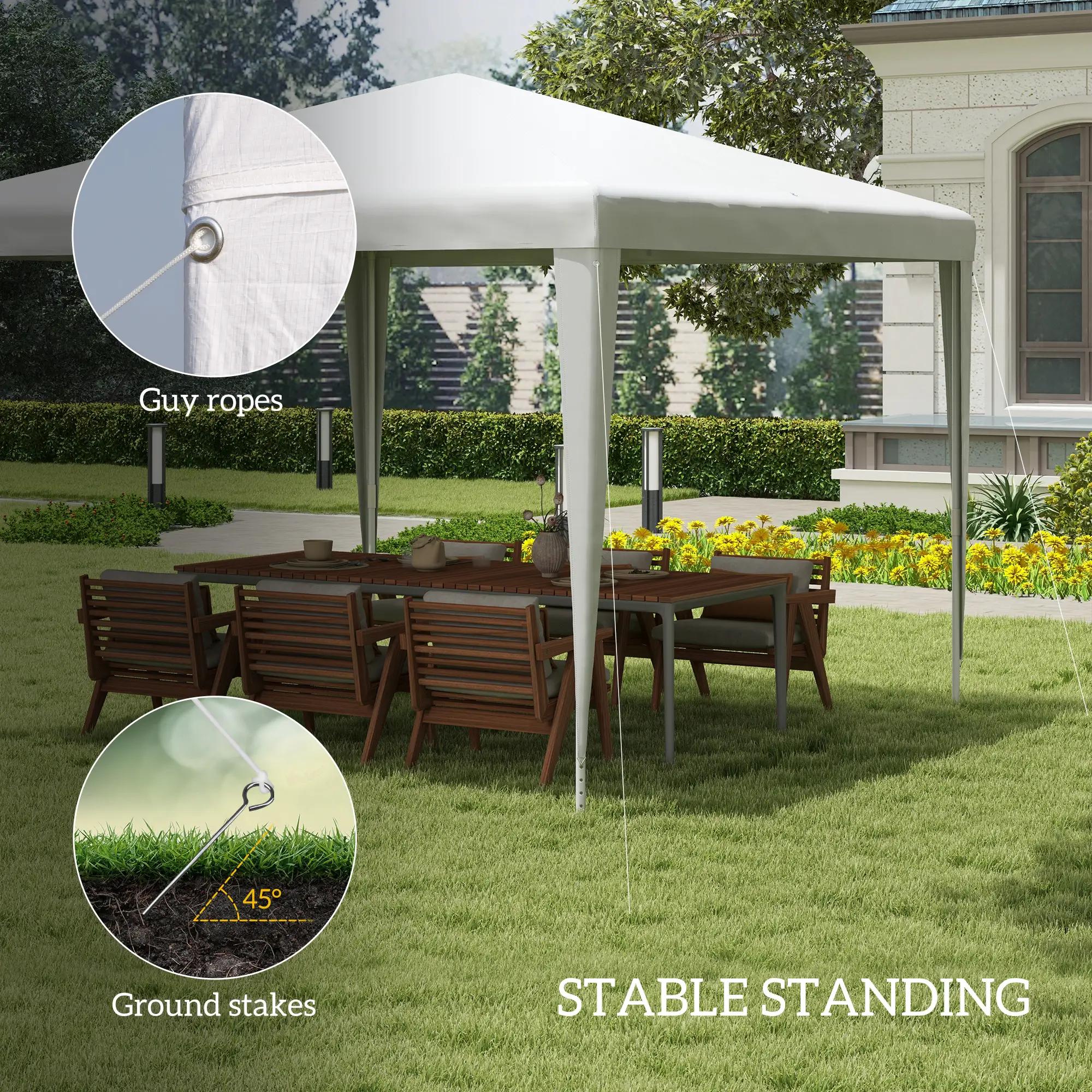  10x10ft Party Tent Portable Gazebo, Folding Garden Canopy Event Shelter Outdoor Sunshade White