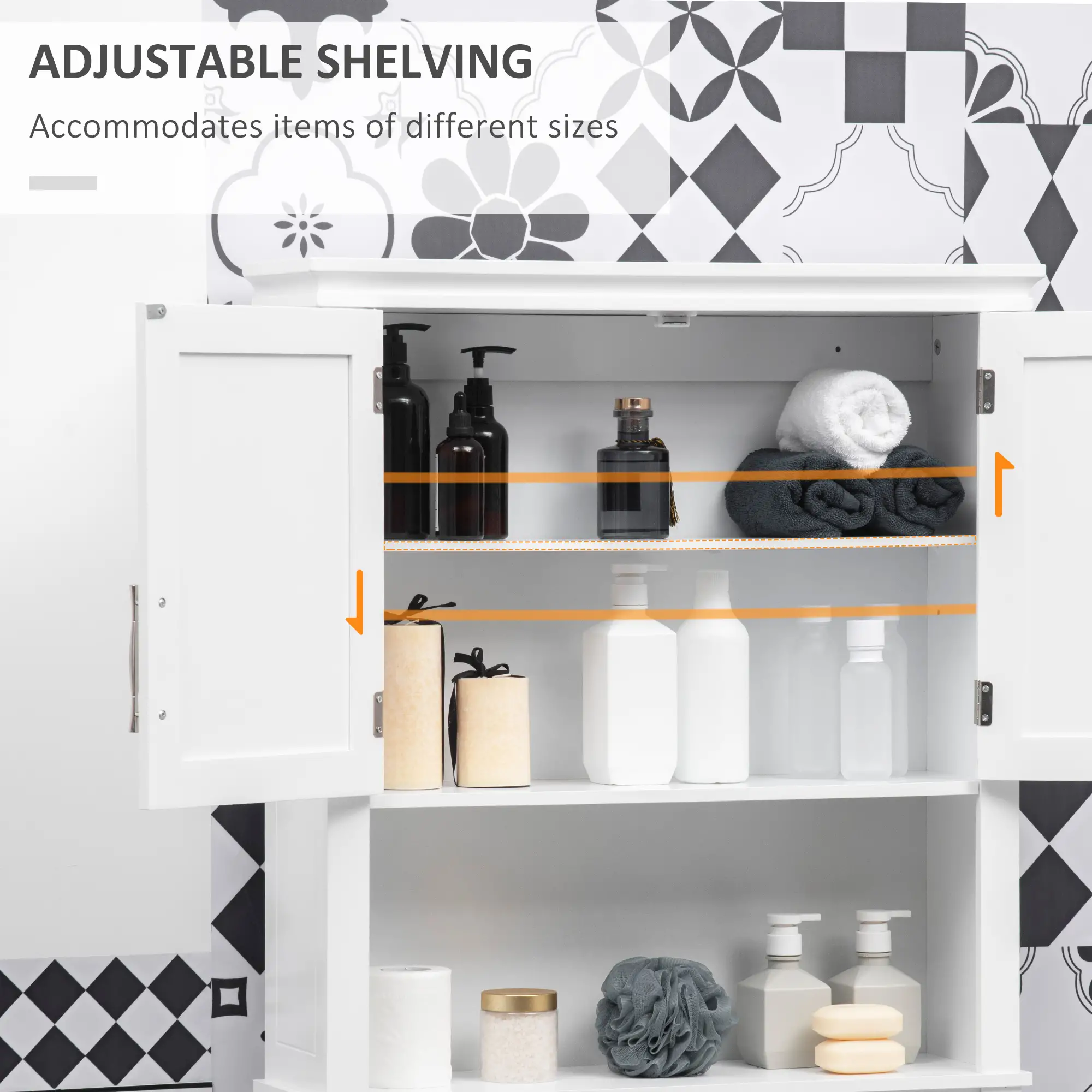 Over the Toilet Storage, Bathroom Cabinets Over Toilet, Cabinet Above Toilet with Doors and Shelves