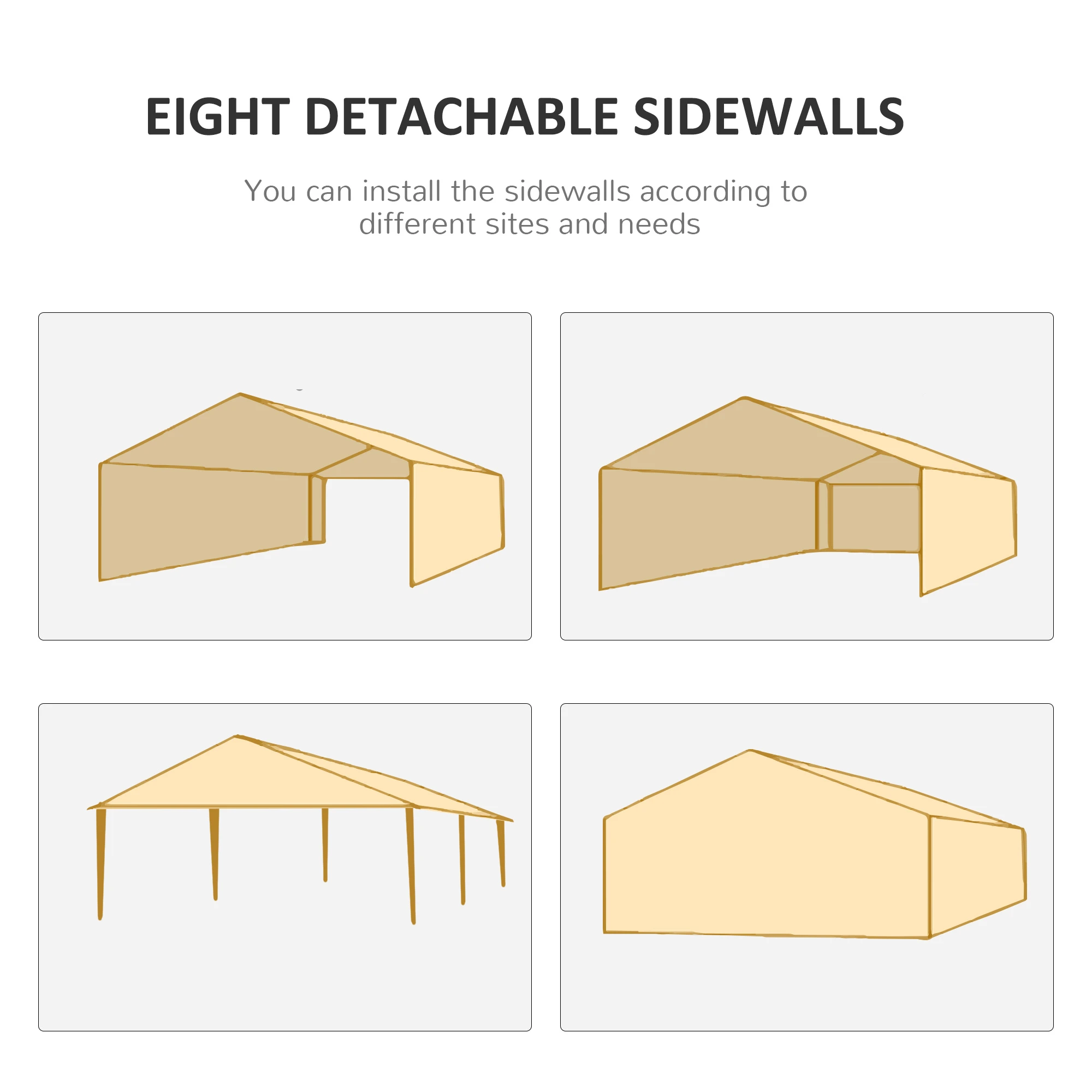 10' x 28' Party Gazebo Tent, Portable Folding Wedding Tent, Outdoor Sunshade with 8 Removable Sidewalls, White
