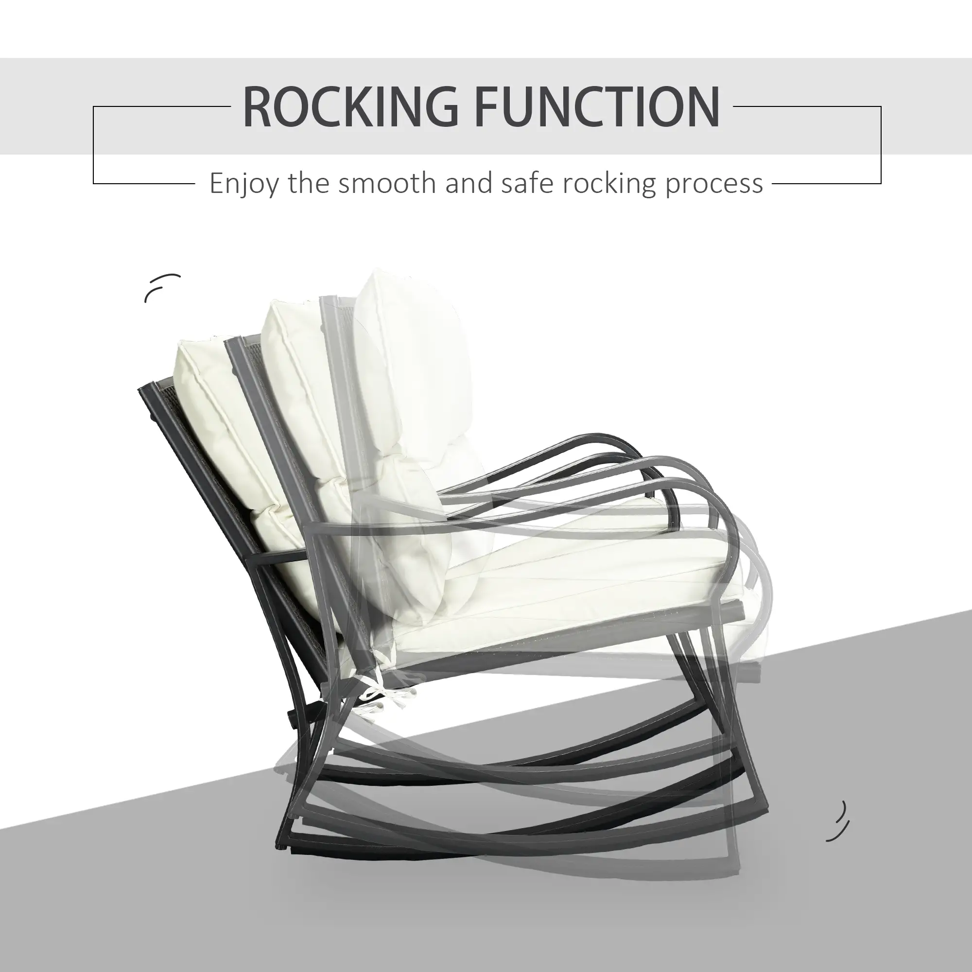 3 Pieces Patio Wicker Rocking Chairs Table Set, Outdoor PE Rattan Furniture with 2 Rockers & 1 Coffee Table w/ Padded Cushions