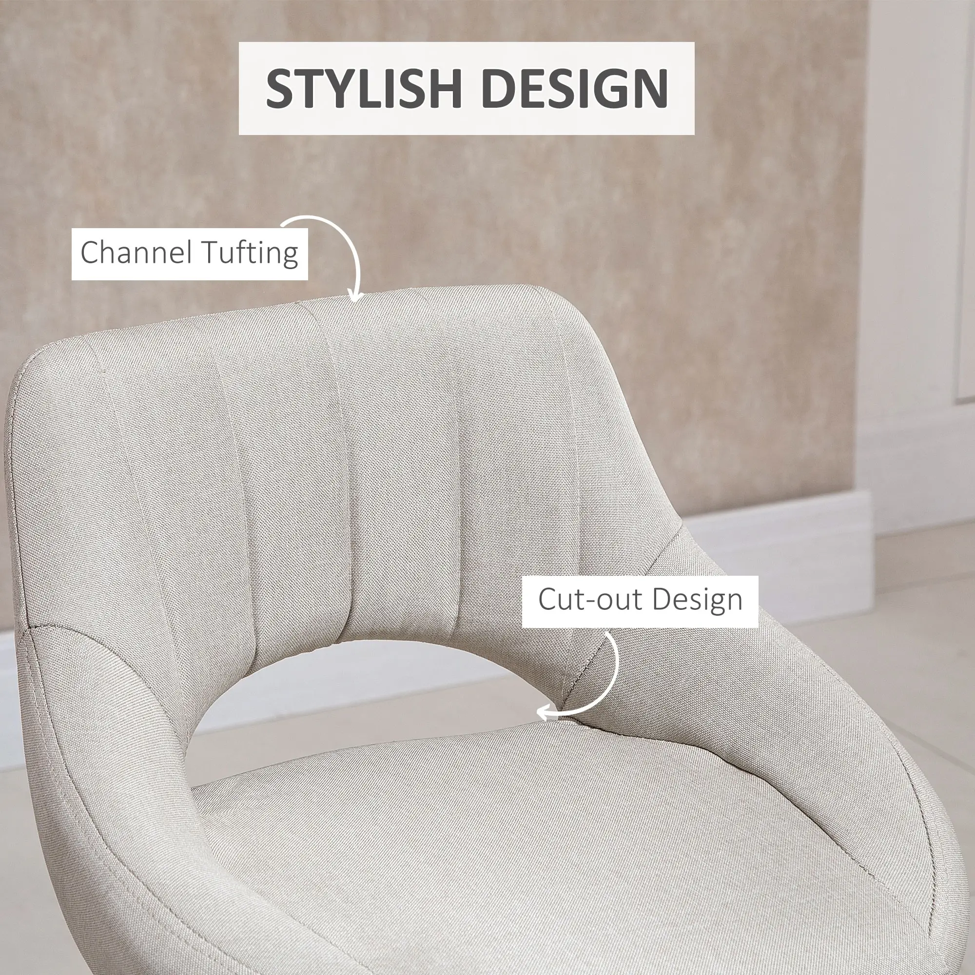 Bar Stools Set of 2, Swivel Counter Height Barstools with Adjustable Height, Linen Upholstered Bar Chairs with Round Metal Base and Footrest