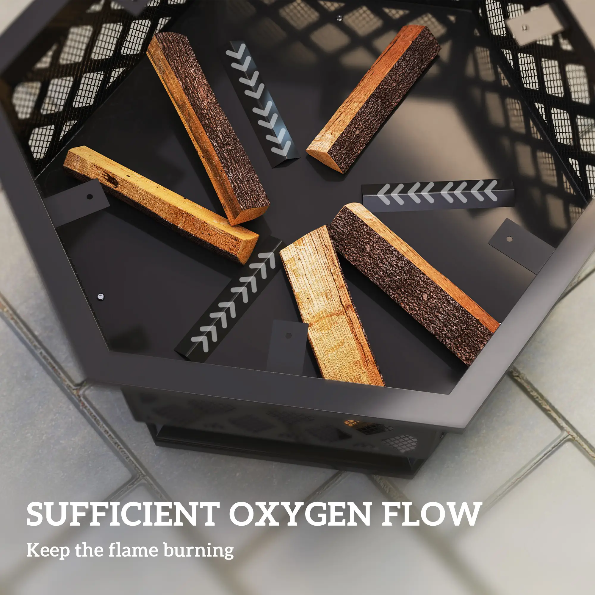 Outdoor Fire Pit with Mesh Lid, Portable Wood Burning Firebowl with Poker for Patio, Backyard, Bronze