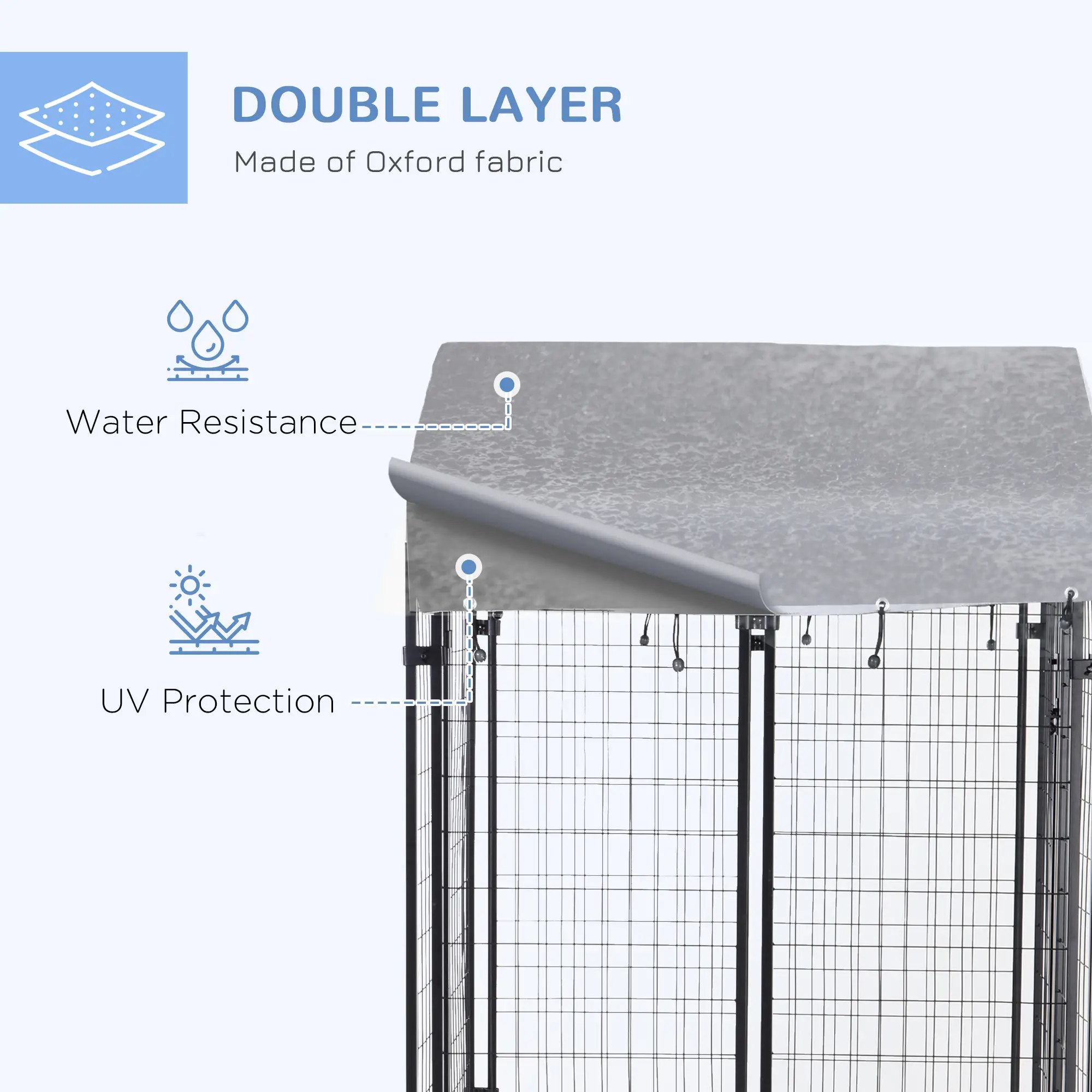 4' x 4' x 4.5' Large Outdoor Dog Kennel Run Steel Fence with UV-Resistant Oxford Cloth Roof & Secure Lock