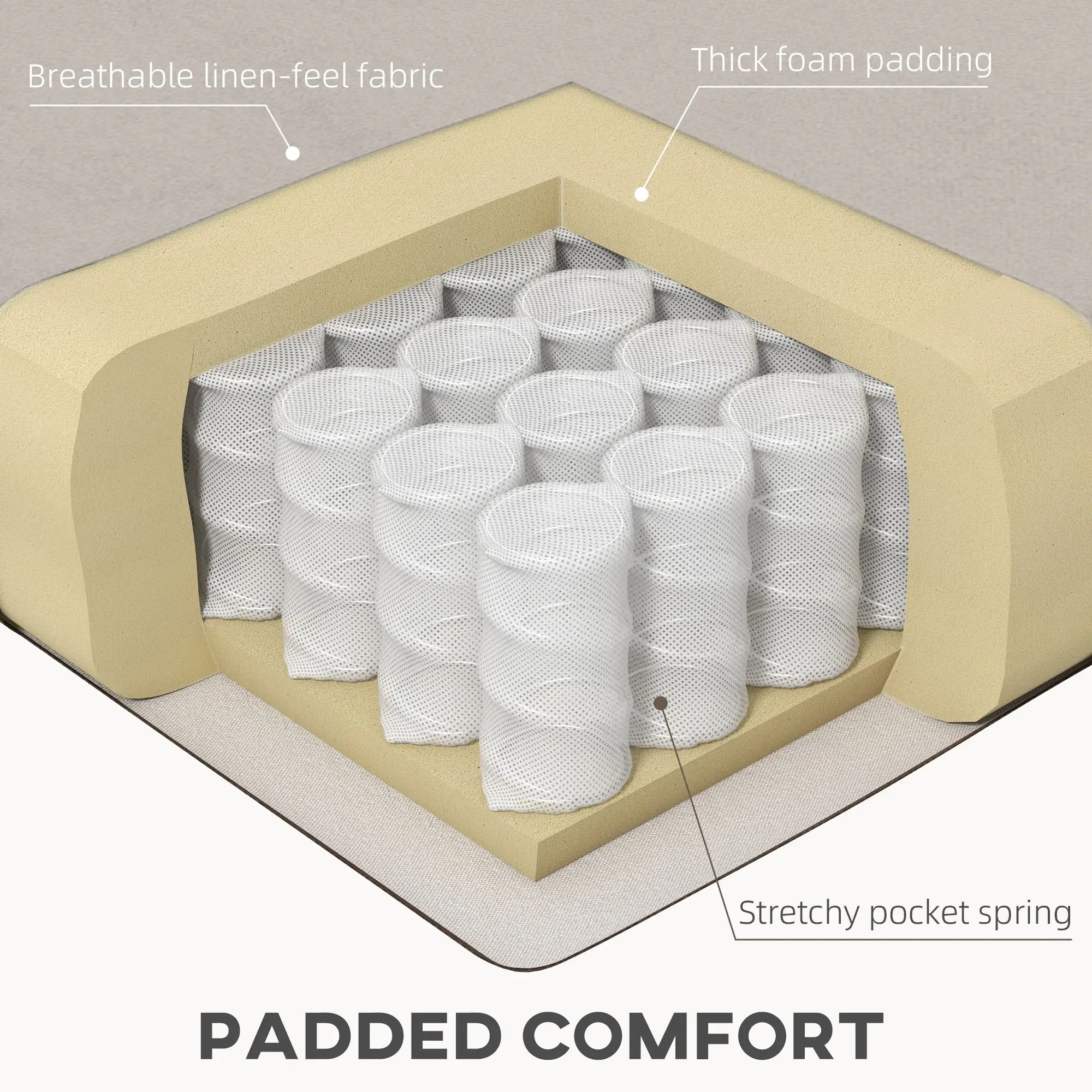 Convertible Bed with Couch, Button Tufted Fabric Sofa Bed with Adjustable Back for Living Room