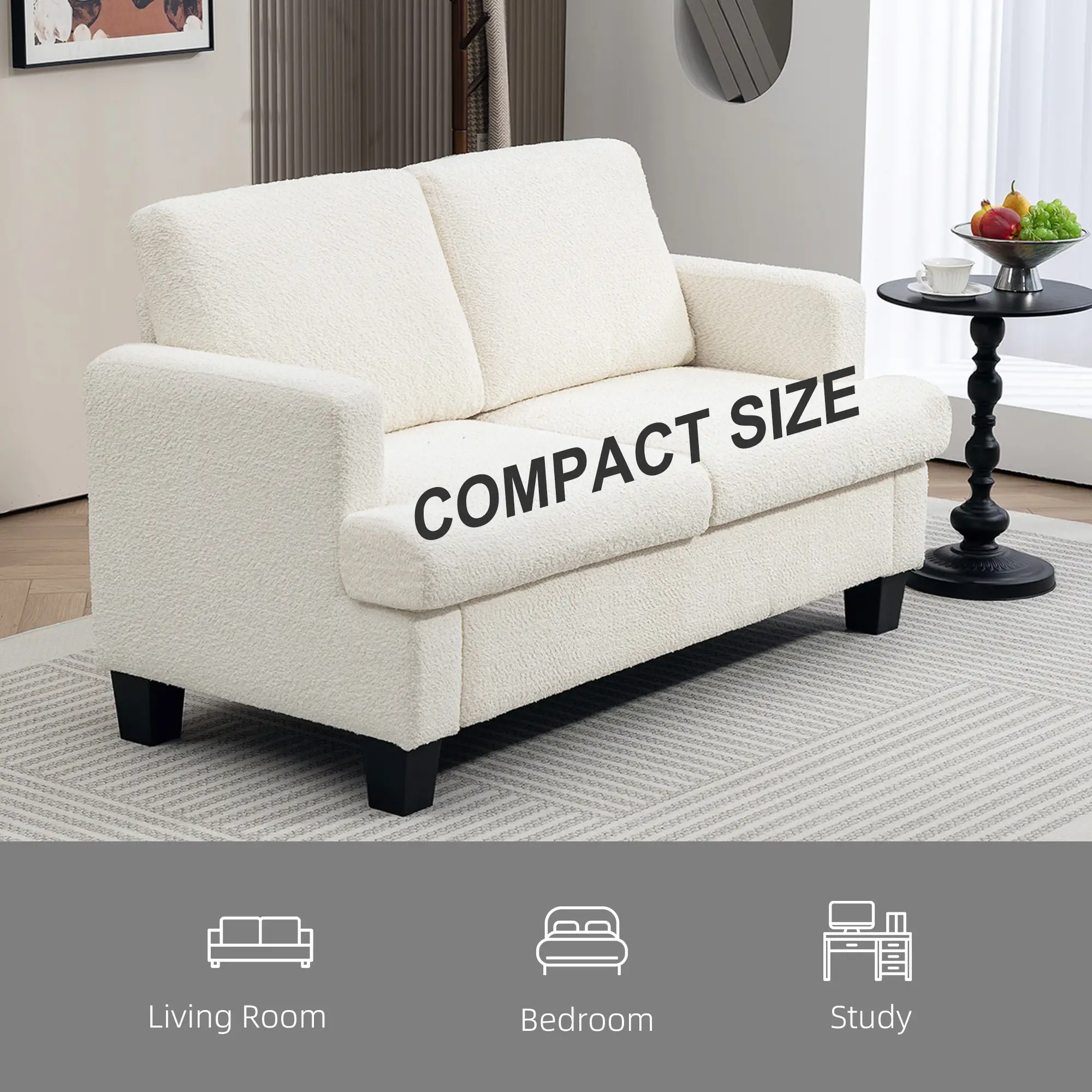 54.3" Loveseat Sofa, 2 Seater Sofa with Removable Cushions, Small Couch with Solid Wood Frame