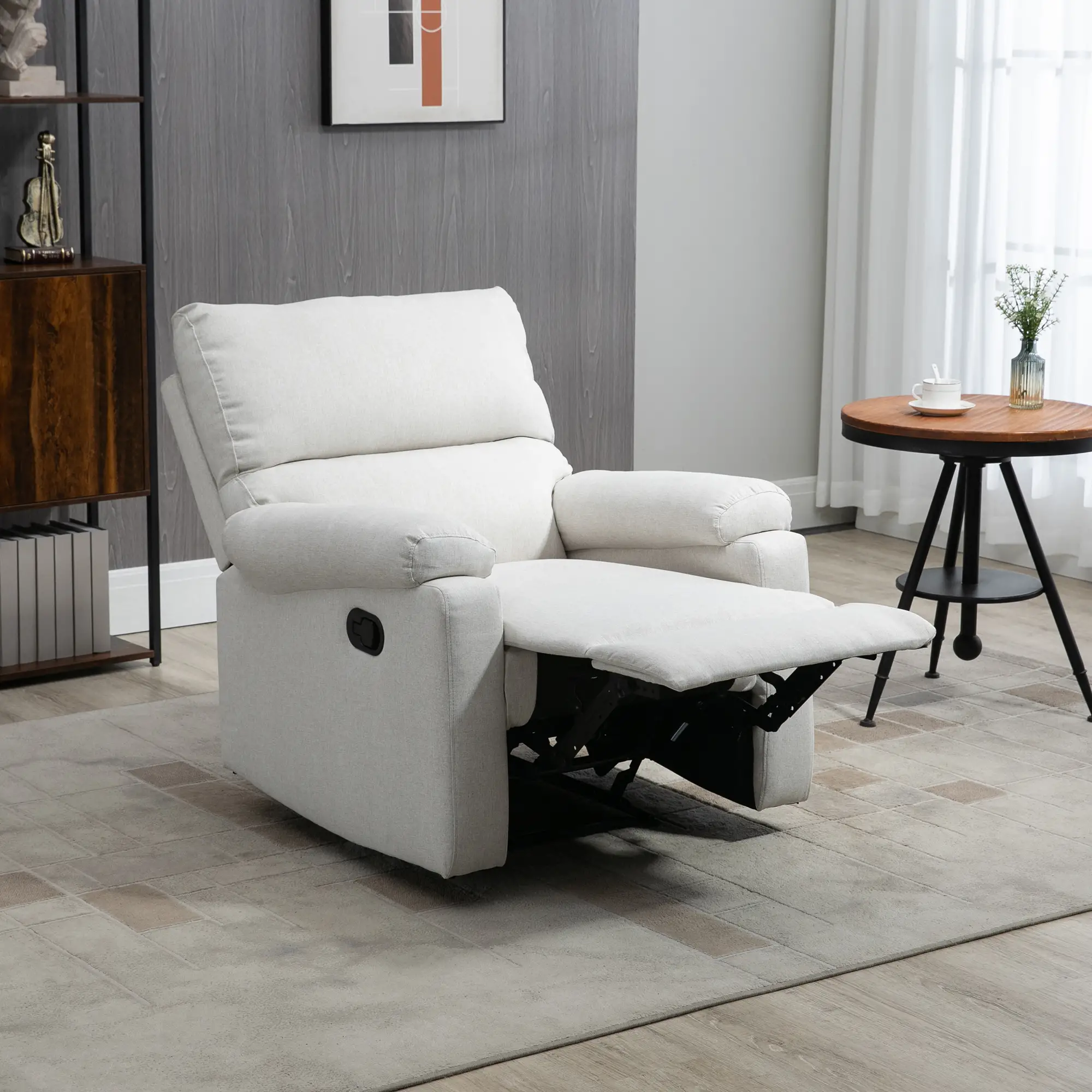 Recliner Chair, Manual Reclining Chair with Footrest, Padded Seat