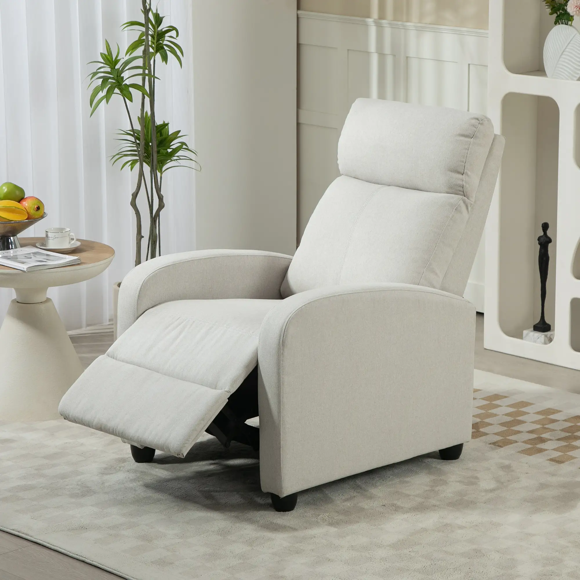  Fabric Recliner Chair Manual Home Theater Seating Single Reclining Sofa Chair with Padded Seat 