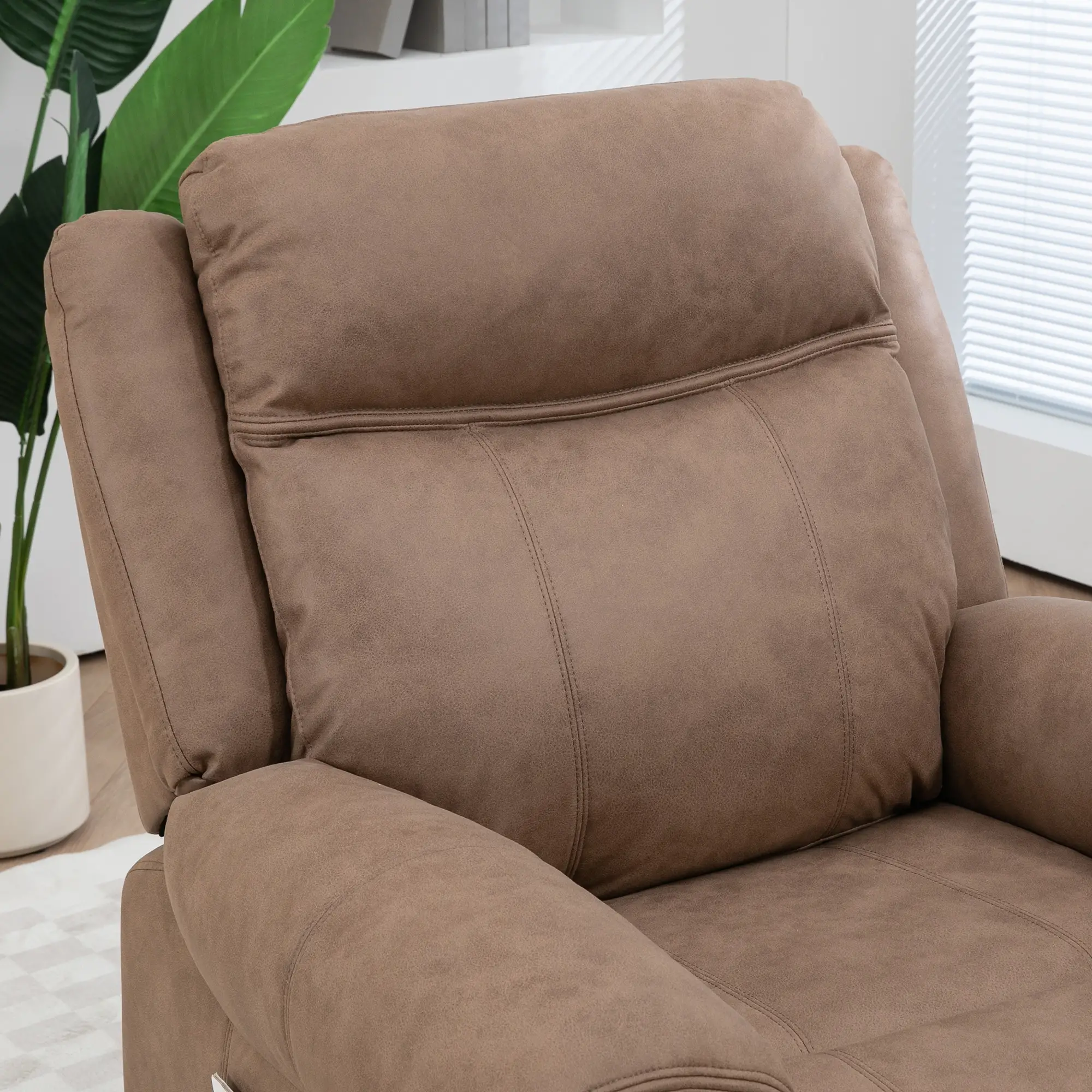 Manual Recliner Chair with Vibration Massage, Side Pockets, Microfibre Reclining Chair 