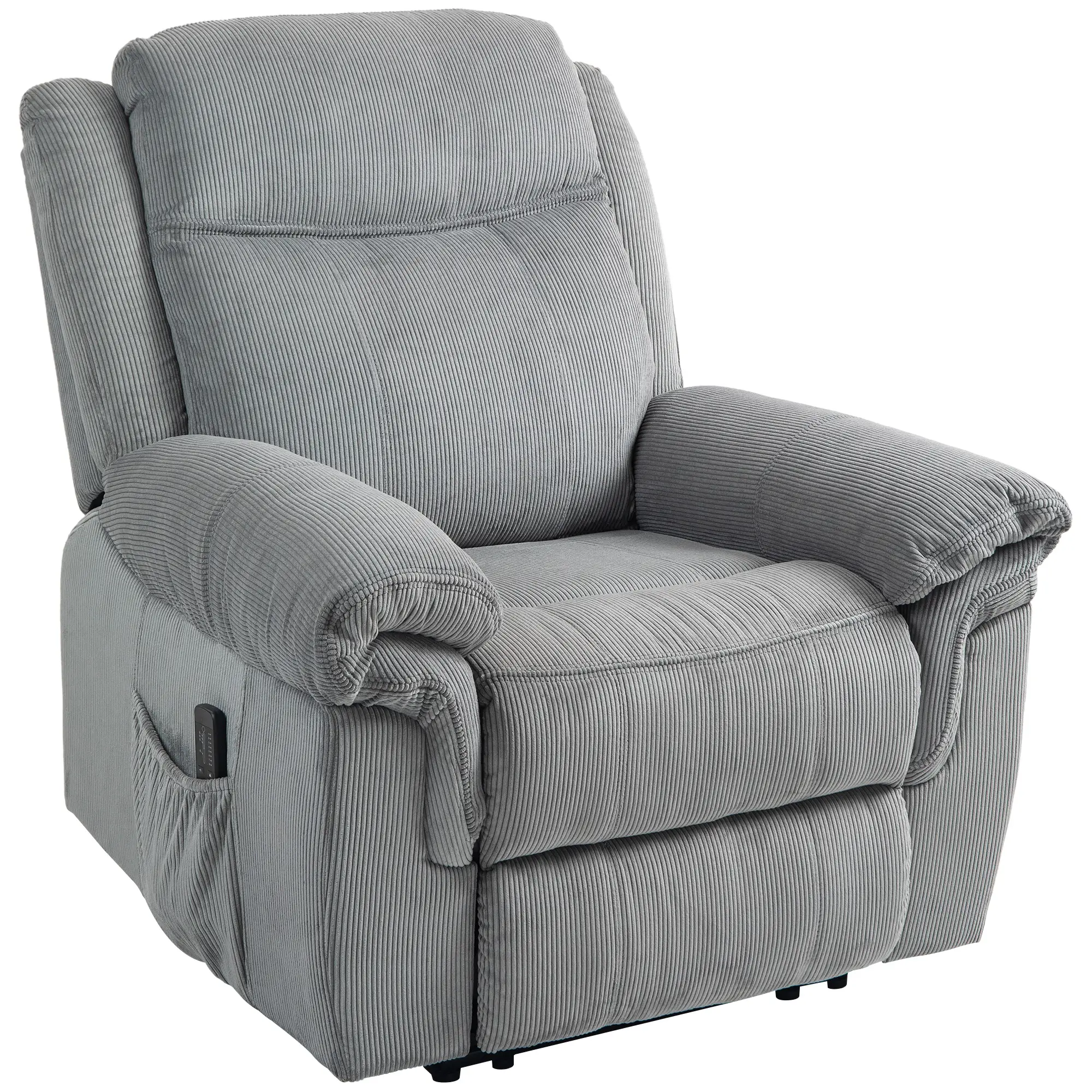 Manual Recliner Chair with Vibration Massage, Side Pockets, Corduroy Reclining Chair 