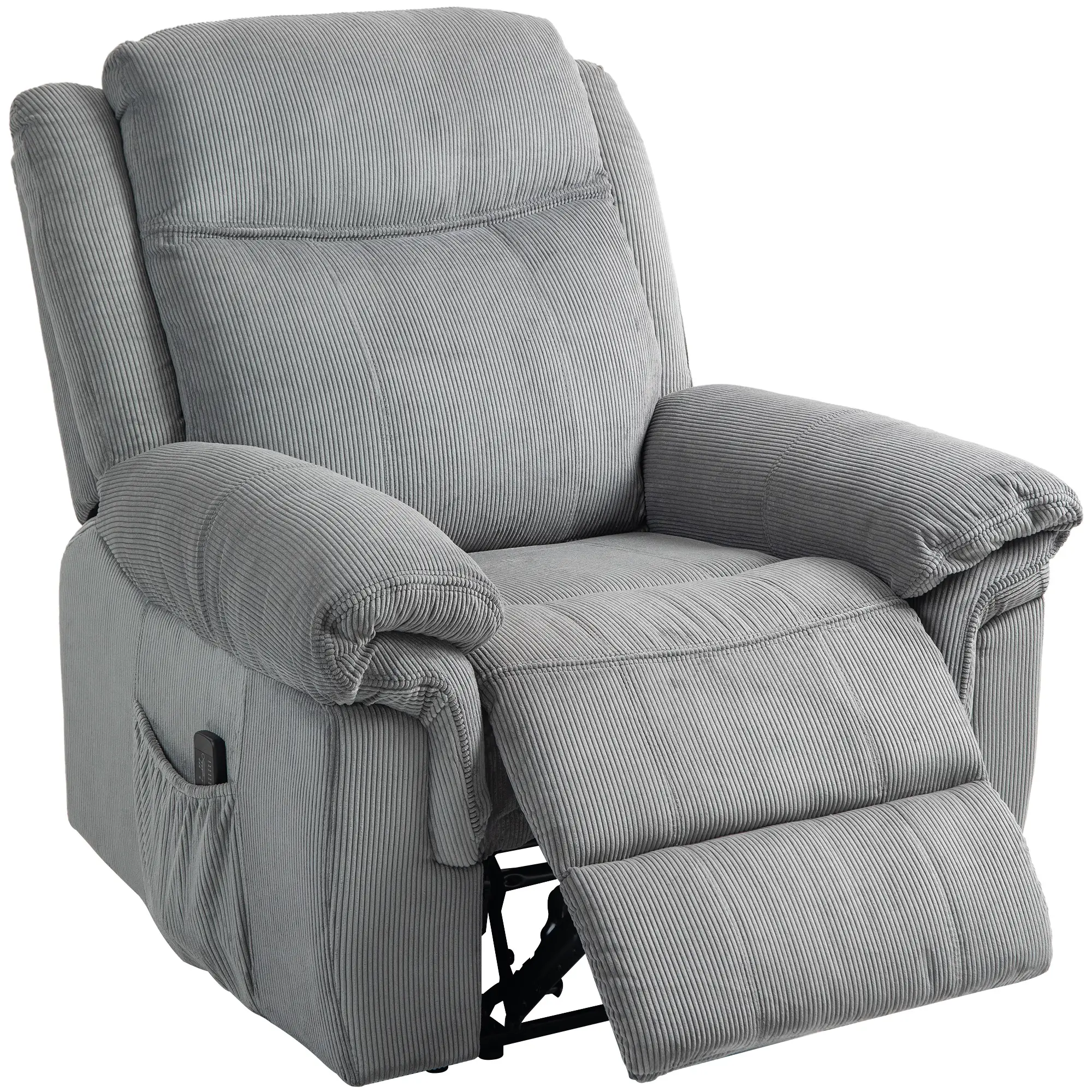 Manual Recliner Chair with Vibration Massage, Side Pockets, Corduroy Reclining Chair 