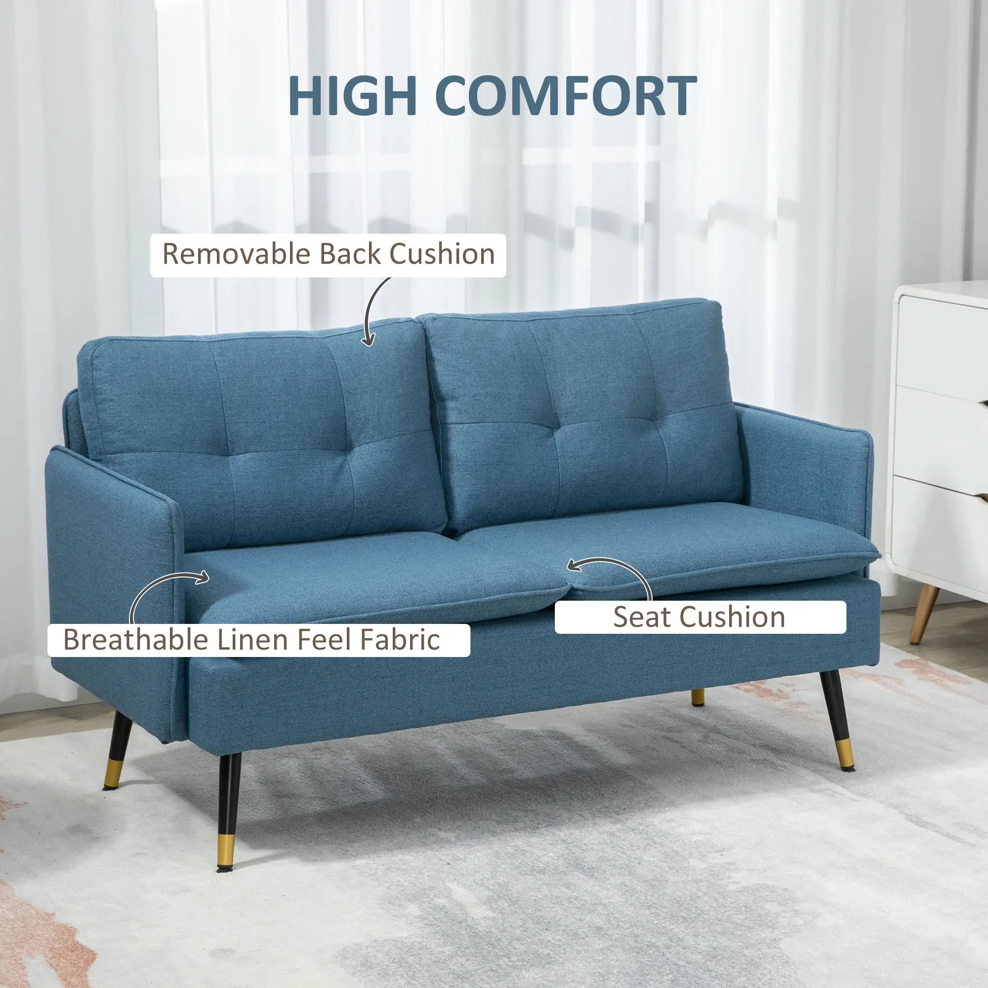 55" Loveseat Sofa for Bedroom, Modern Love Seats Furniture with Button Tufting, Upholstered Small Couch for Living Room, Small Space