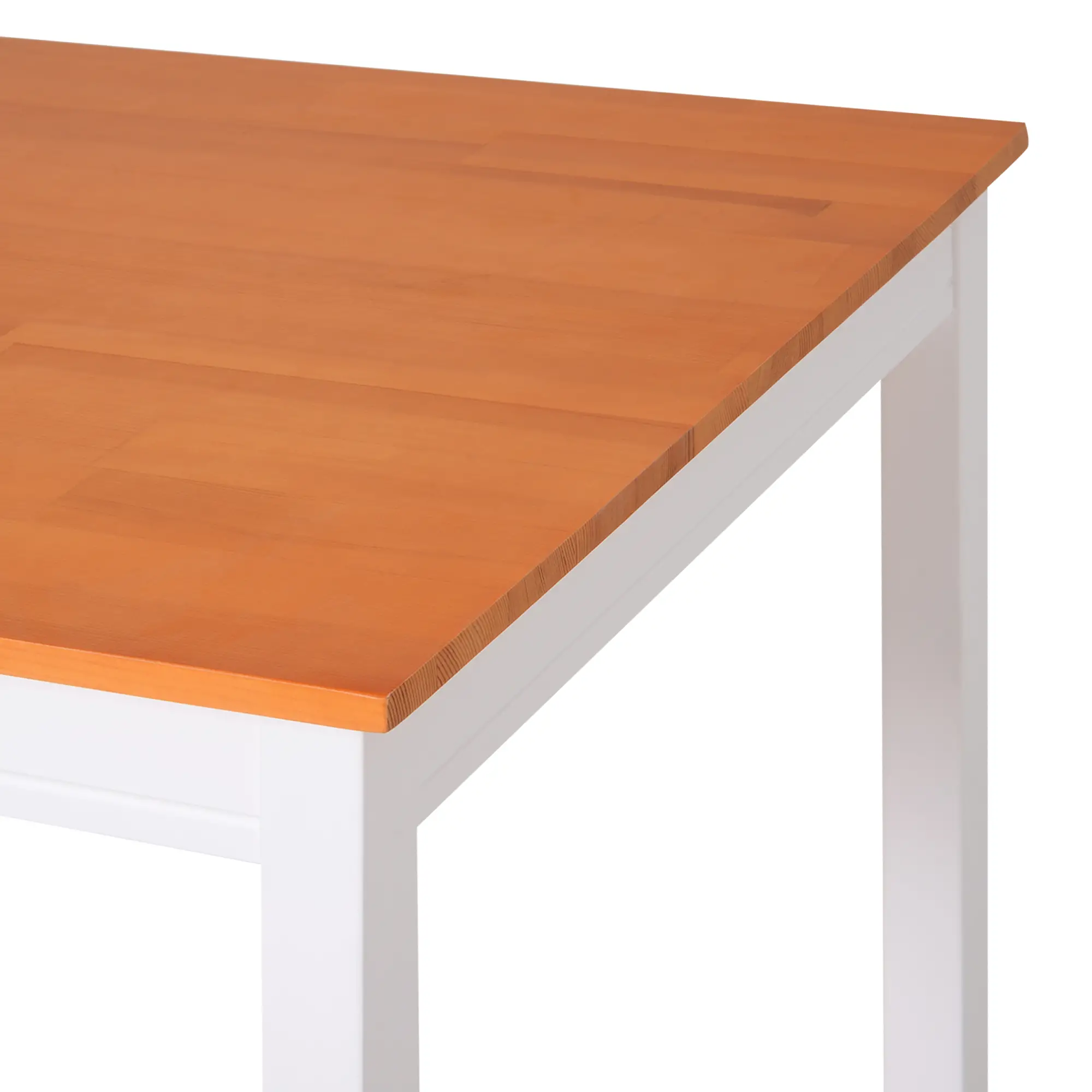 5 Piece Pine Wood Kitchen Table with High Back Chairs, Rectangular Table and 4 Armless Chair, White and Natural Wood