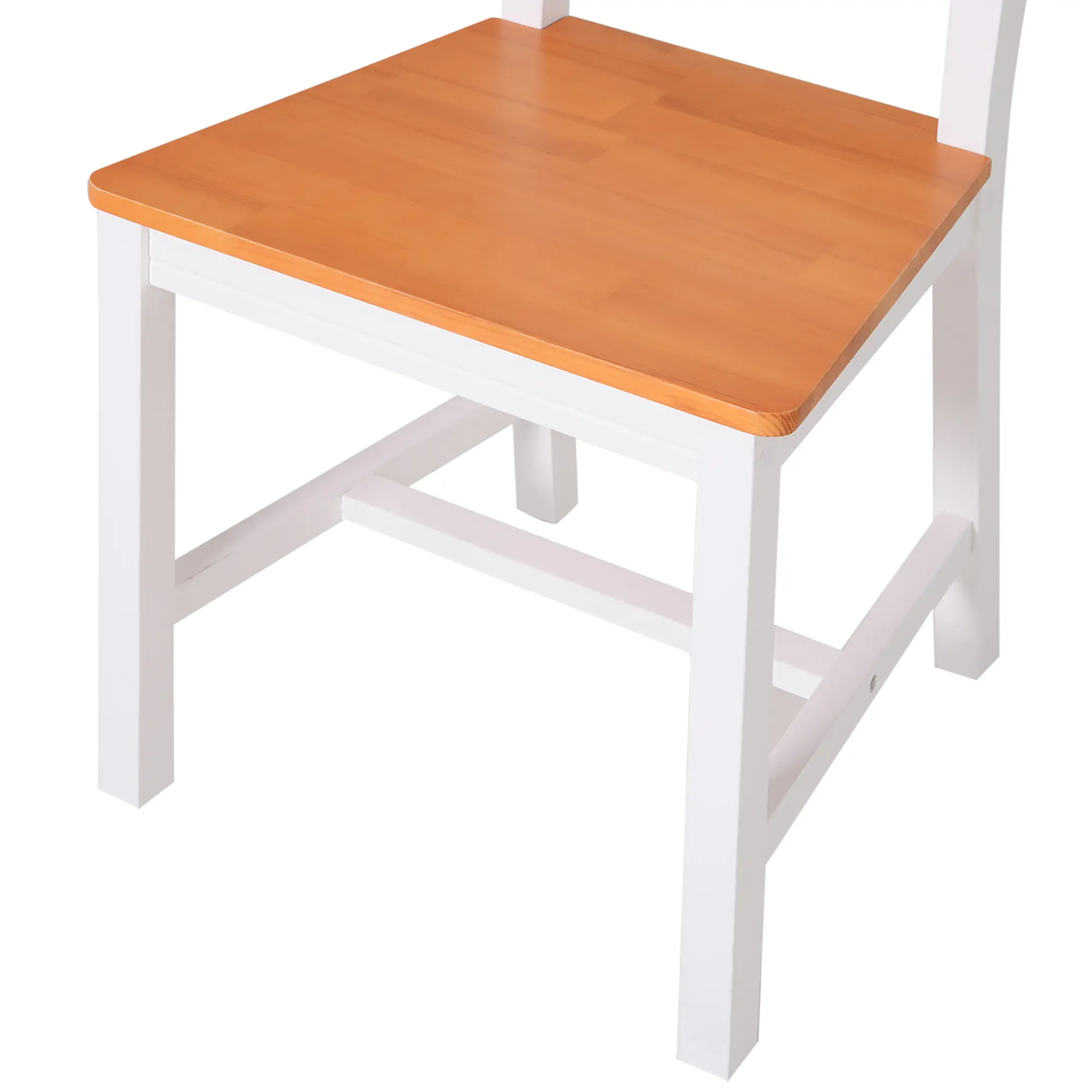 5 Piece Pine Wood Kitchen Table with High Back Chairs, Rectangular Table and 4 Armless Chair, White and Natural Wood