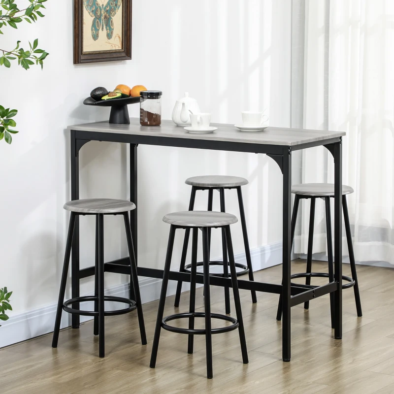 5-Piece Counter Height Bar Table and Chairs, Dining Table and Chairs Set for 4, Pub Table and Chairs