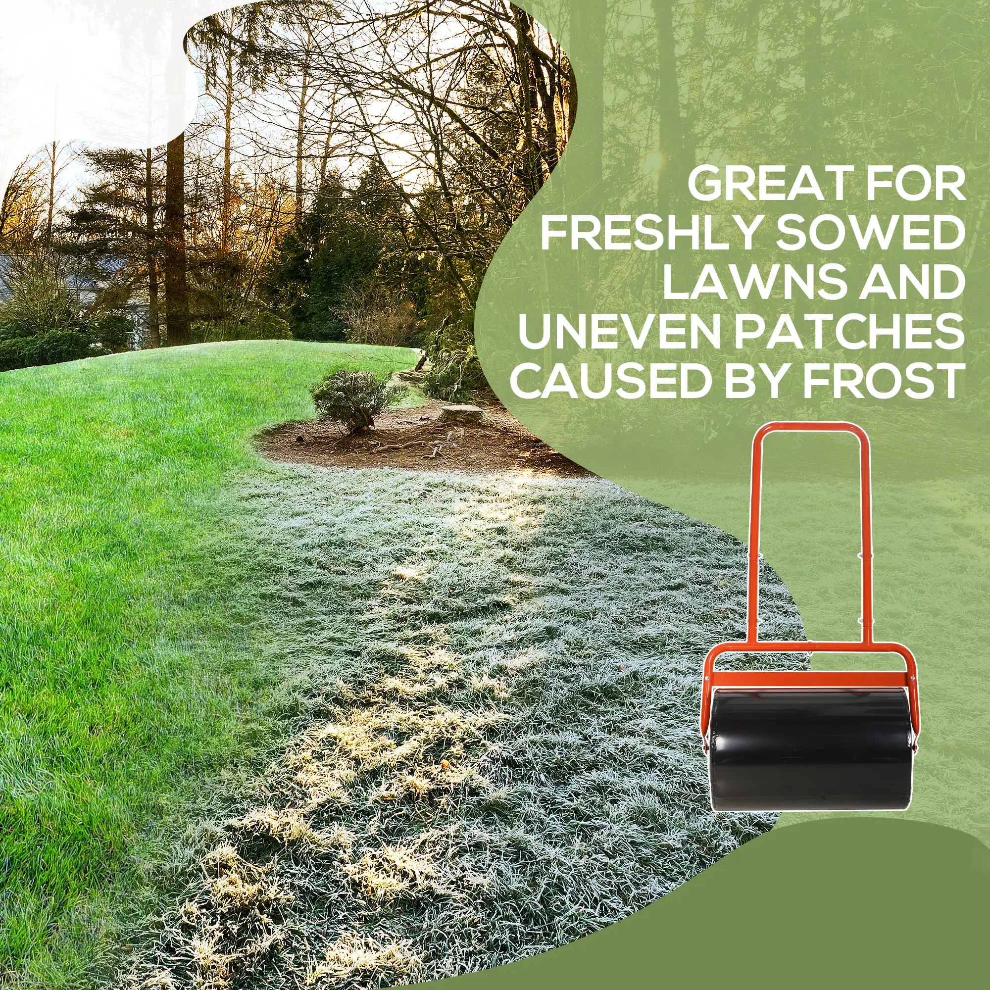 Heavy Duty Lawn Roller, 20" Push/Tow Behind Sod Roller, Grass Flattener Filled with 11gal Water/136lbs Sand, Red