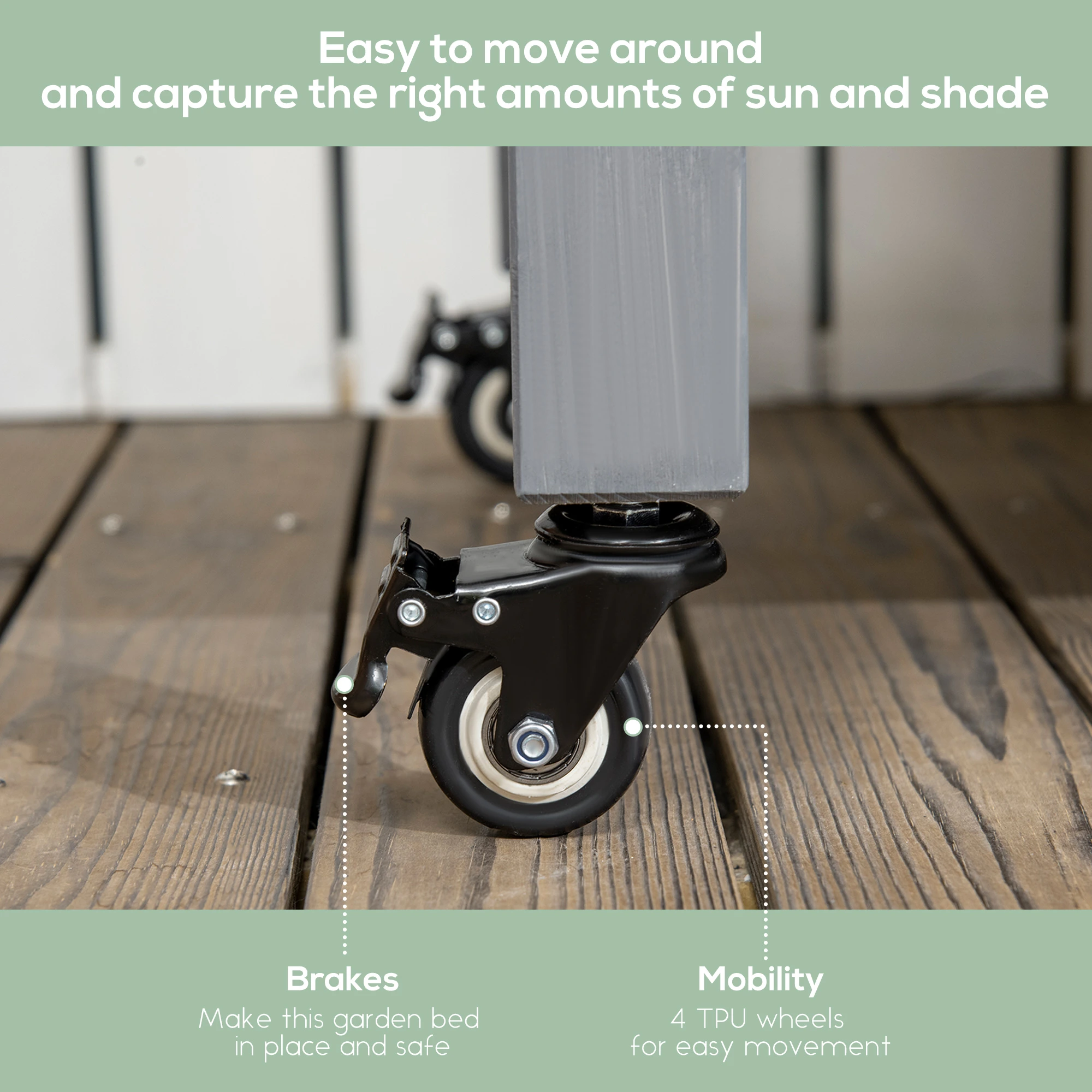 Mobile Raised Garden Bed Elevated Wood Planter Box w/ Lockable Wheels, Storage Shelf for Herbs Vegetables