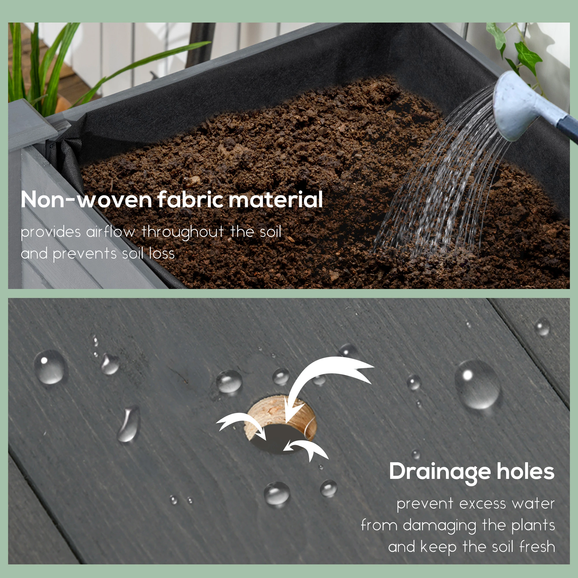 Mobile Raised Garden Bed Elevated Wood Planter Box w/ Lockable Wheels, Storage Shelf for Herbs Vegetables