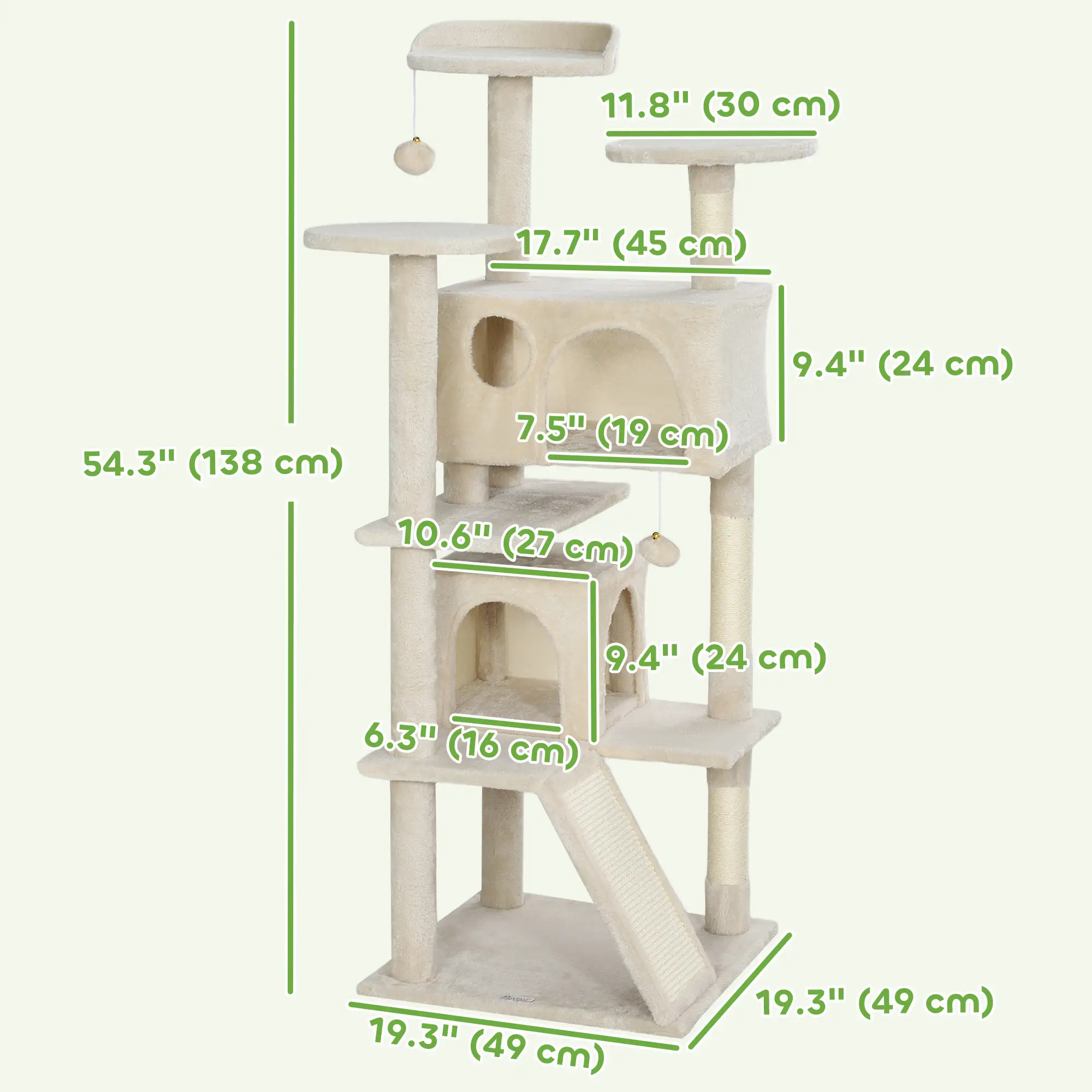 54" Cat Tree Tower Multi-Level Cat Activity Center