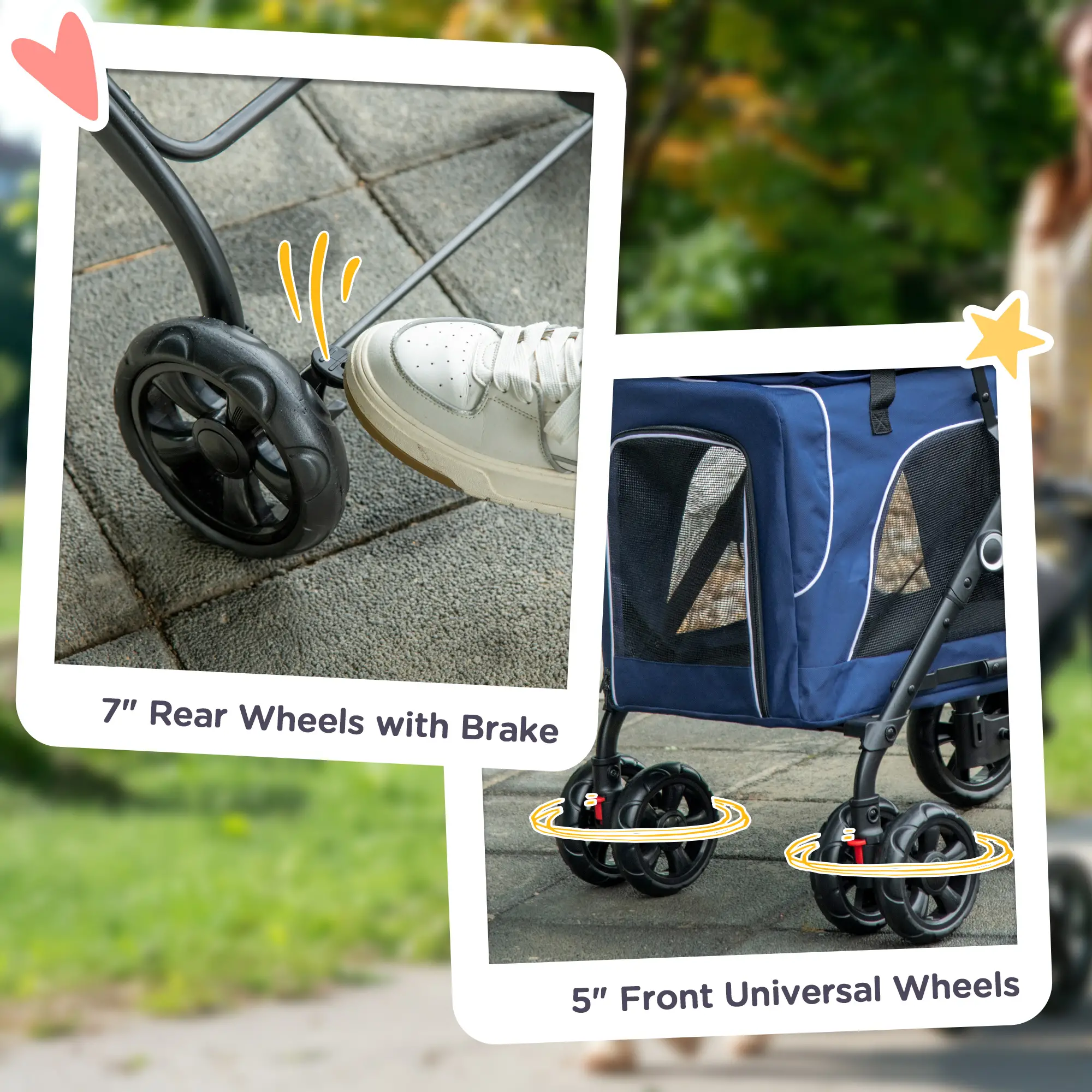 3-in-1 Double Pet Stroller for Small Miniature Dogs Cats with Removable Carrier, Foldable Travel Carrier Bag, Car Seat, Blue