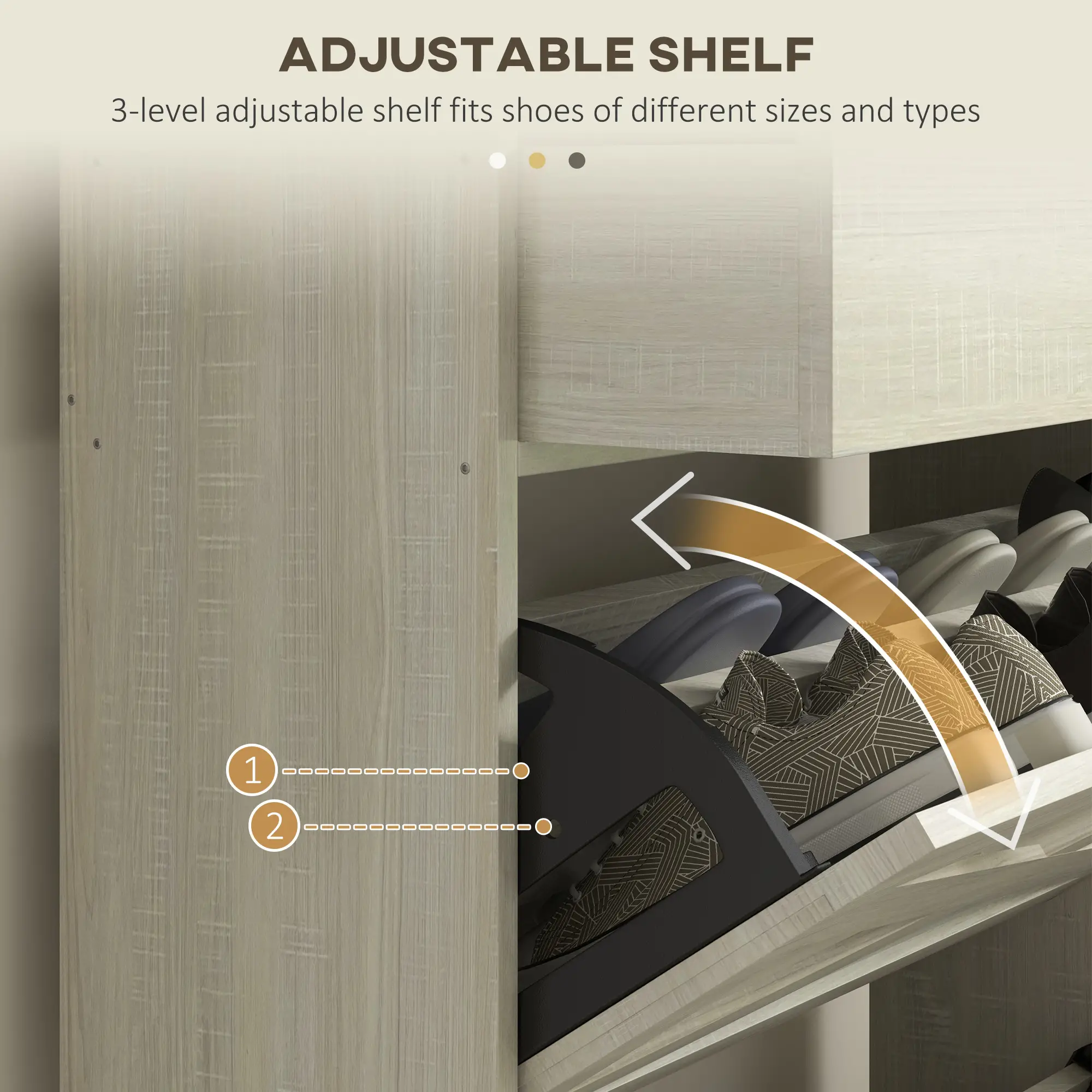 Shoe Storage with 2 Flip Drawers and Adjustable Shelves Shoe Cabinet Organizer for 12 Pair