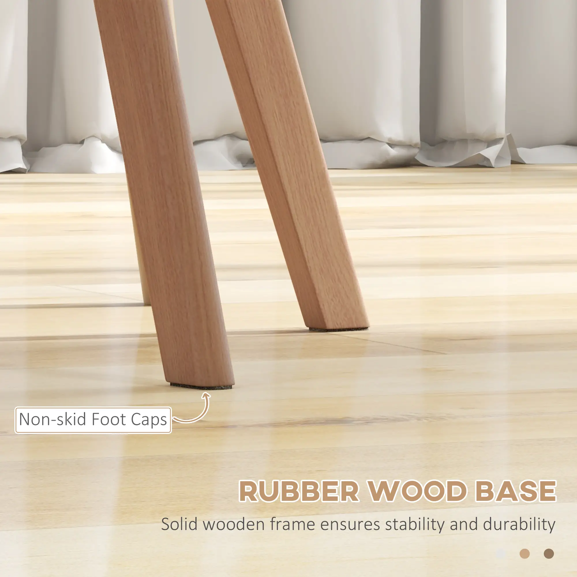 Modern Dining Table Chairs Set of 4, Rubber Wood Kitchen Table Chairs with PU Leather Cushion