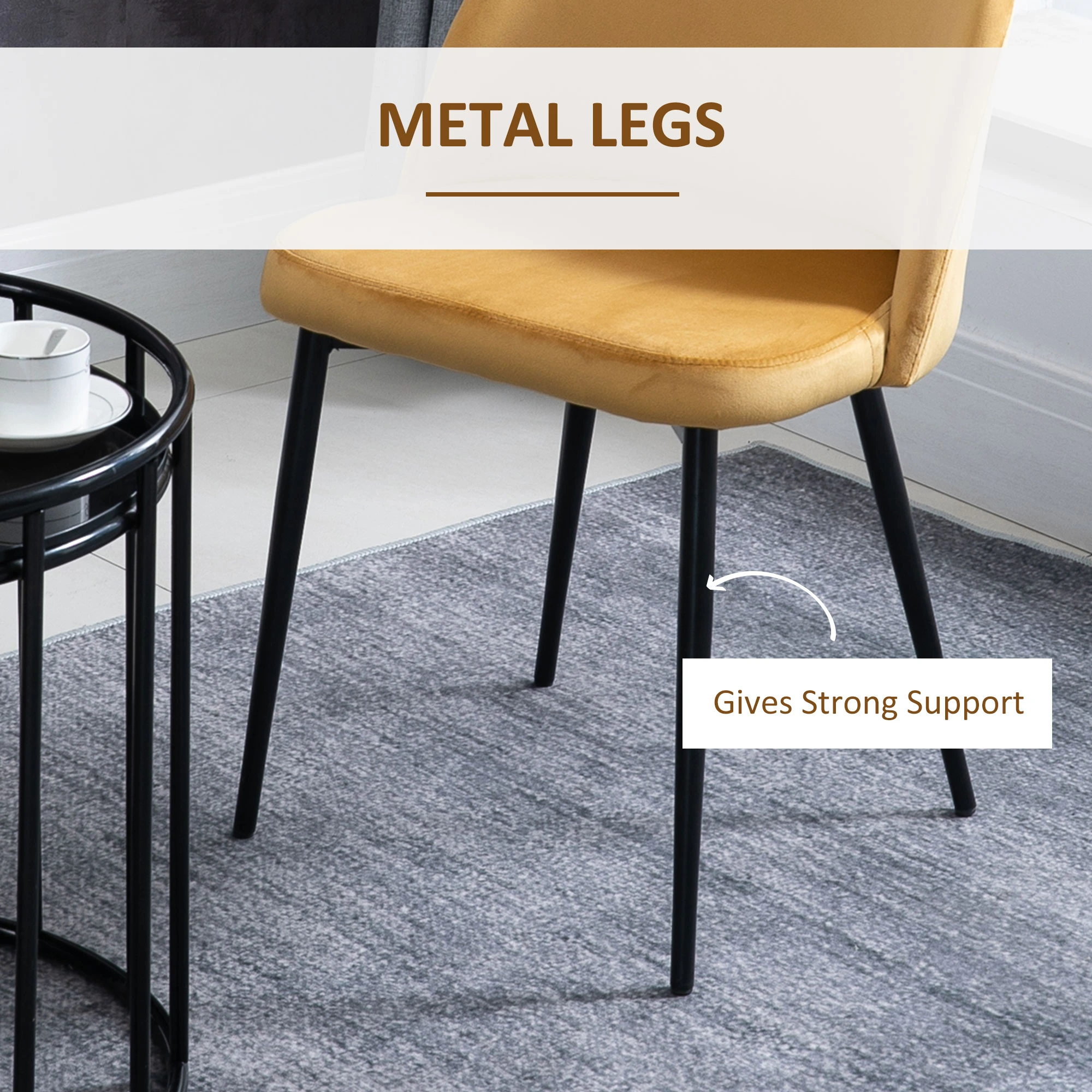 Set of 2 Mid-Back Dining Chair, Mid-Back Velvet-touch Upholstery Kitchen Chair 