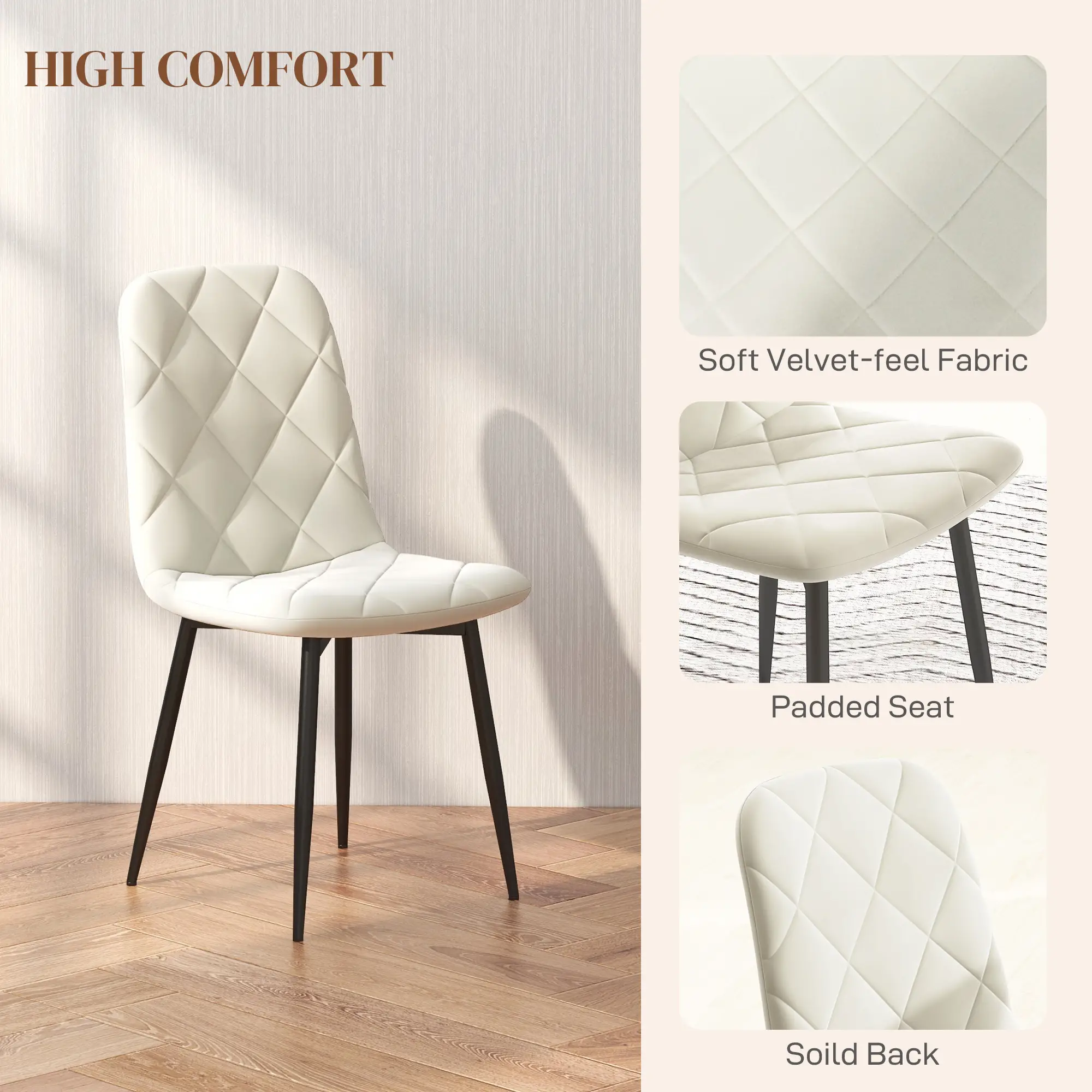 Dining Chairs Set of 4, Upholstered Dining Room Chairs with Steel Legs