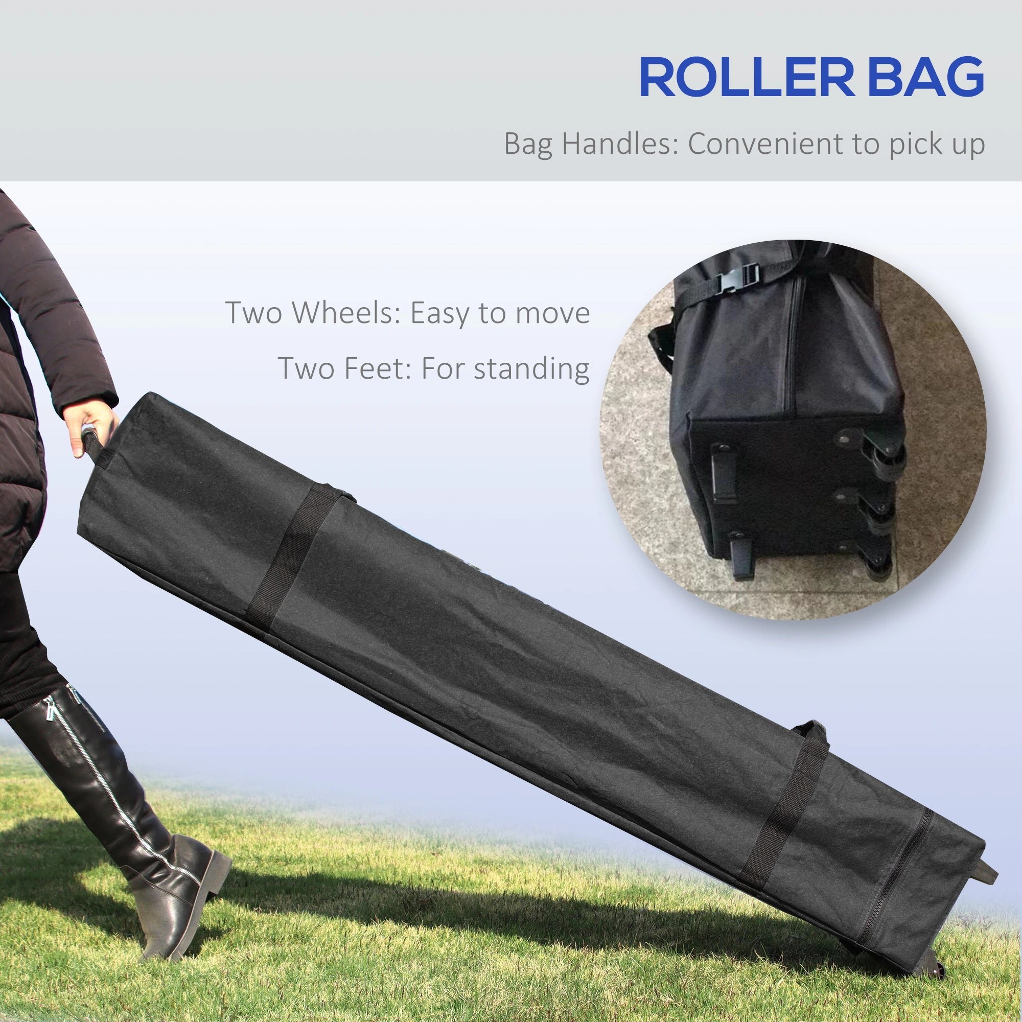 10x10FT Pop Up Canopy with 1-Button Push, Wheeled Bag, Stakes, Ropes, Sandbags, Height Adjustable Instant Sun Shelter