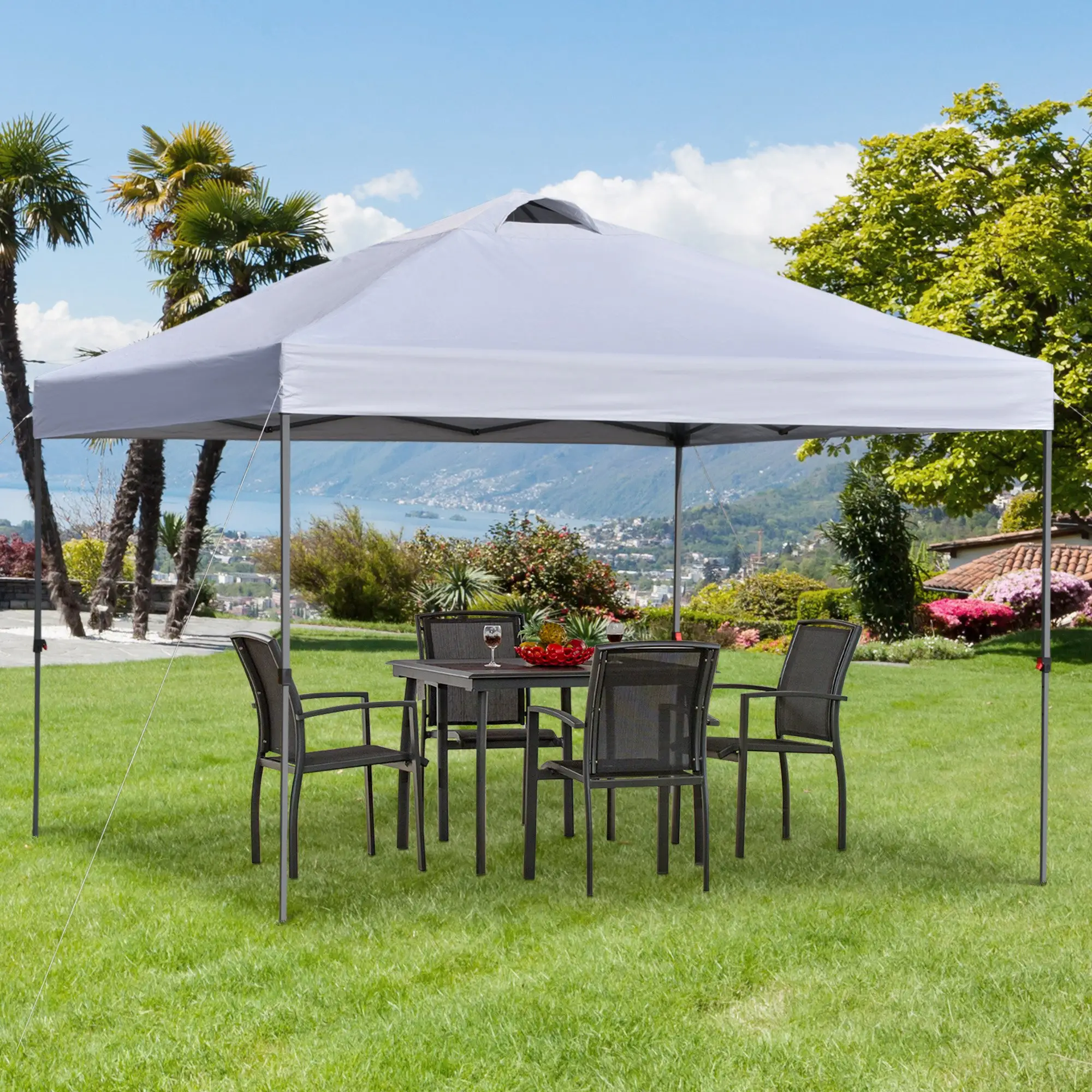 10' x 10' Pop Up Canopy Tent with Airy Top Vents and Wheeled Carry Bag for Outdoor