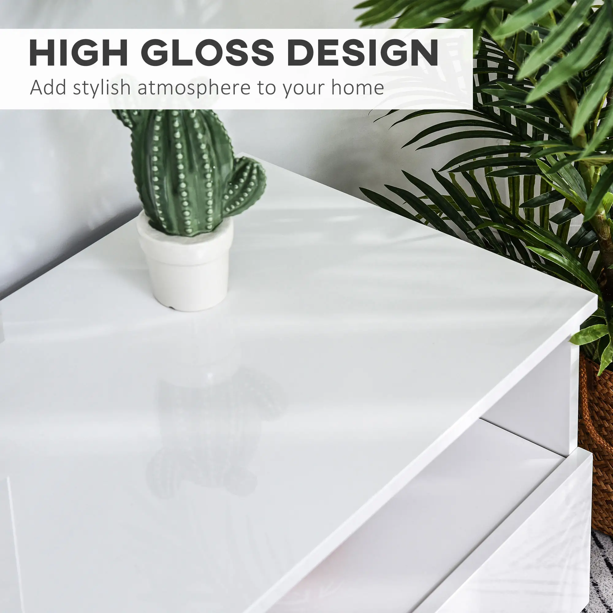 LED Lighted TV Stand for TVs up to 75", Modern TV Cabinet with Storage Drawers