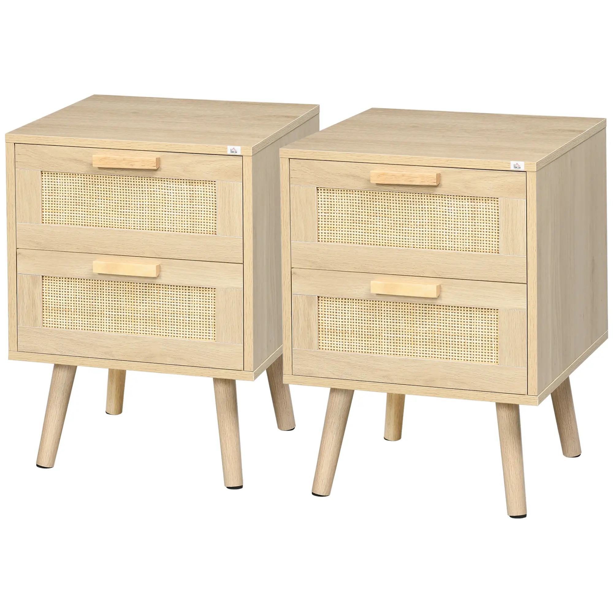 Nightstand Set of 2, Side End Table with 2 Drawers 