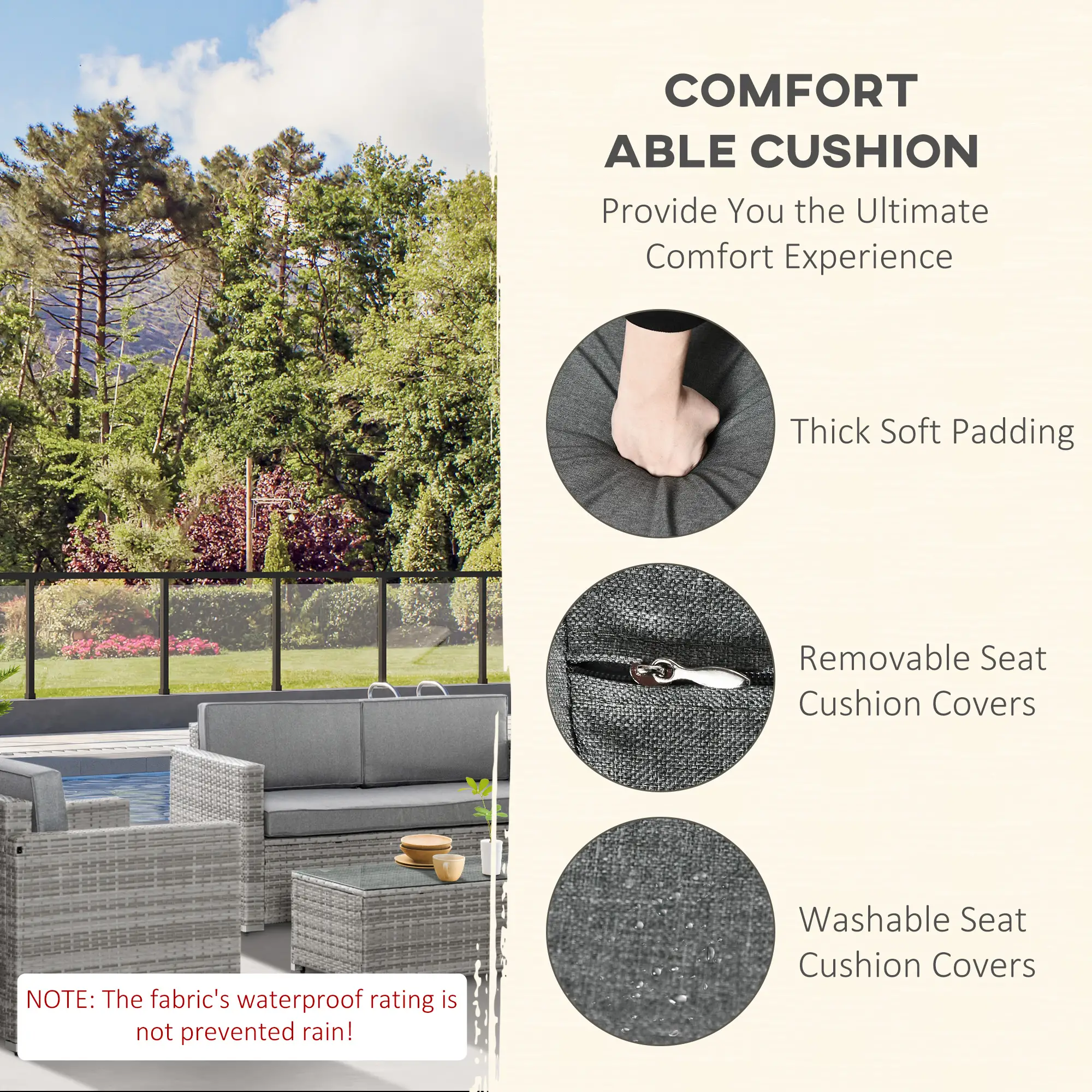 4 Pieces Patio Wicker Sofa Set, Outdoor PE Rattan Extra Wide Seat Conversation Furniture