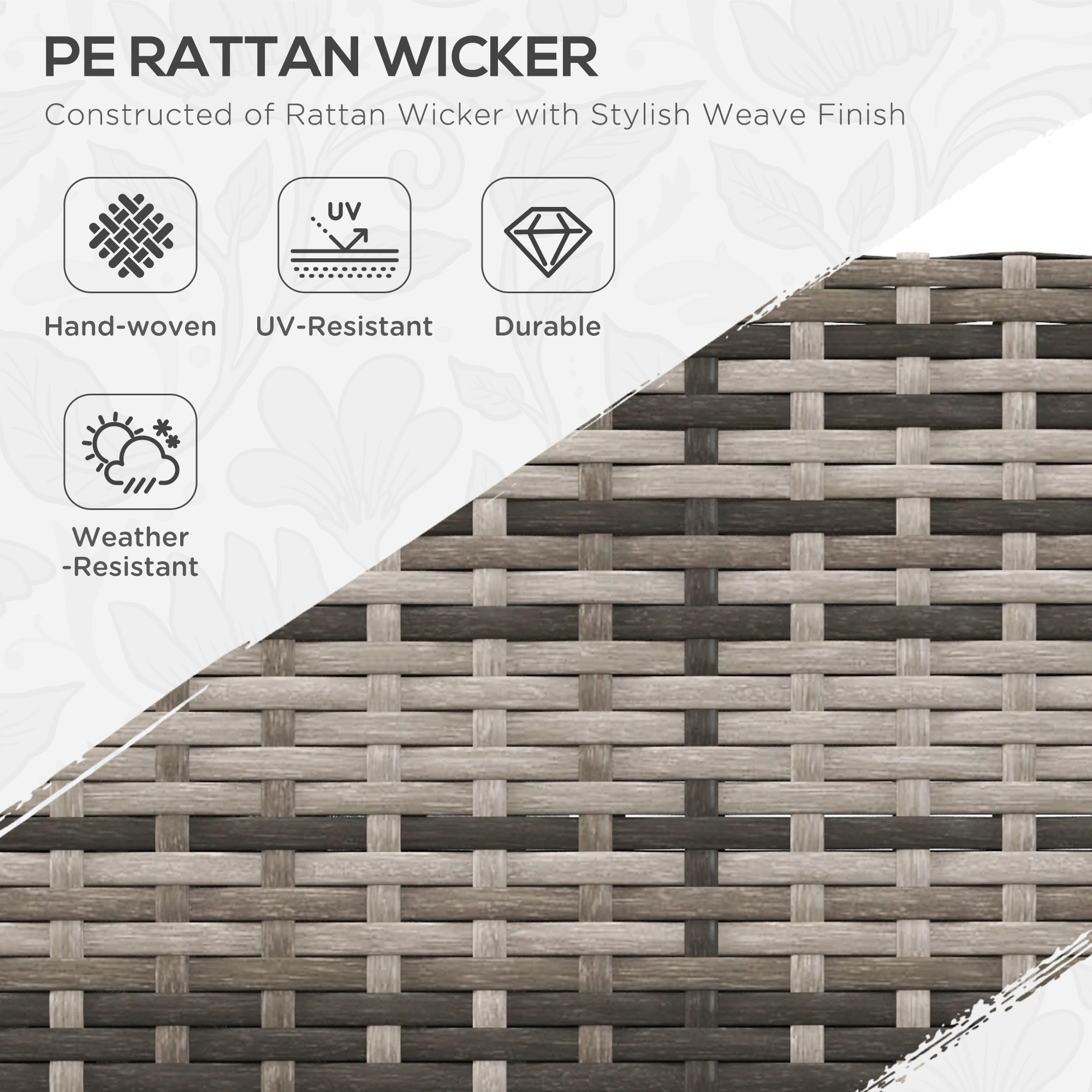 4 Pieces Rattan Wicker Outdoor Conversation Furniture Set w/ Corner Sofa Loveseats Coffee Table Cushions