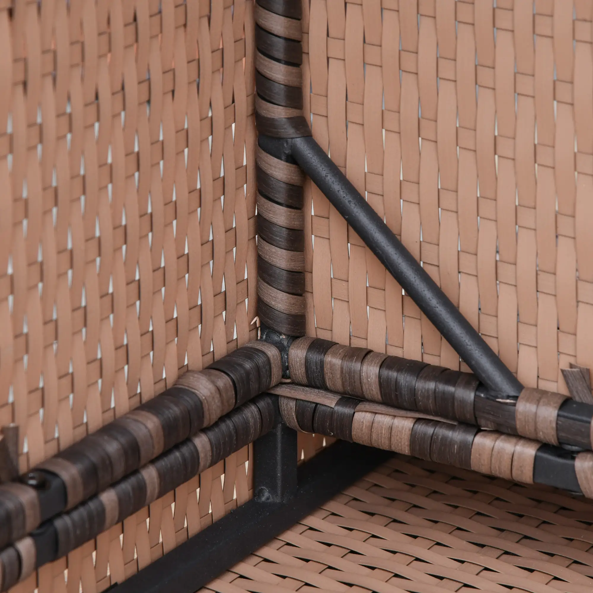 6 Pieces Wicker Patio Furniture Set with Cushions, 7-Seater Rattan Patio Sofa Set with Storage Coffee Table & Side Table