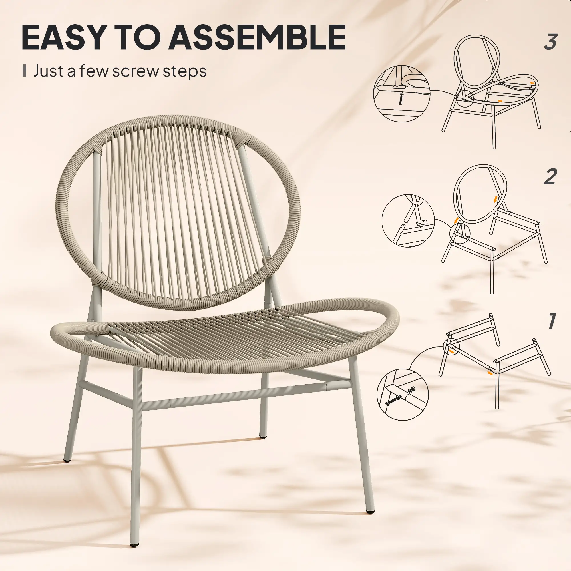 Rattan Bistro Set, 3 Pieces Wicker Patio Furniture Set, Acapulco Chairs and Steel Table