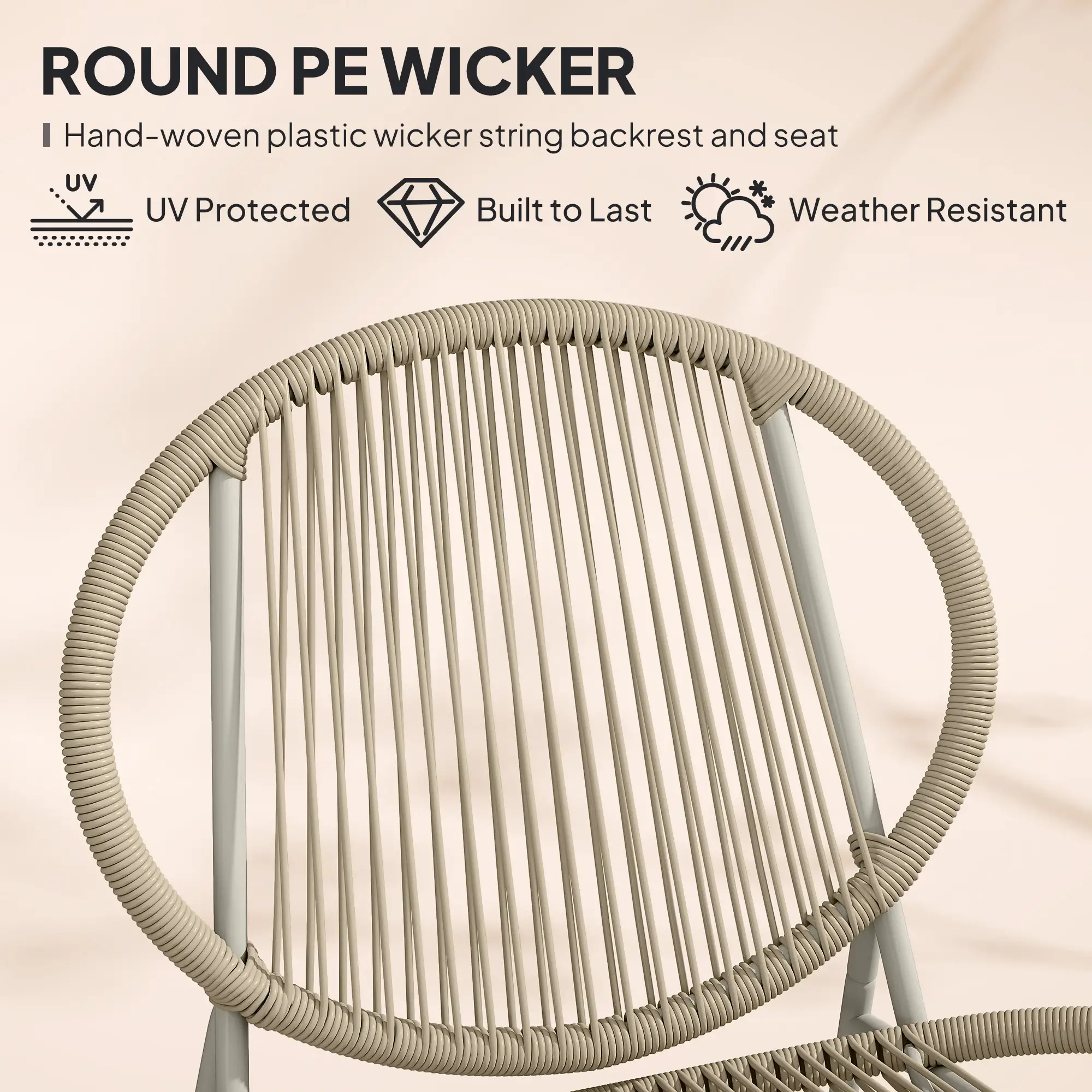 Rattan Bistro Set, 3 Pieces Wicker Patio Furniture Set, Acapulco Chairs and Steel Table