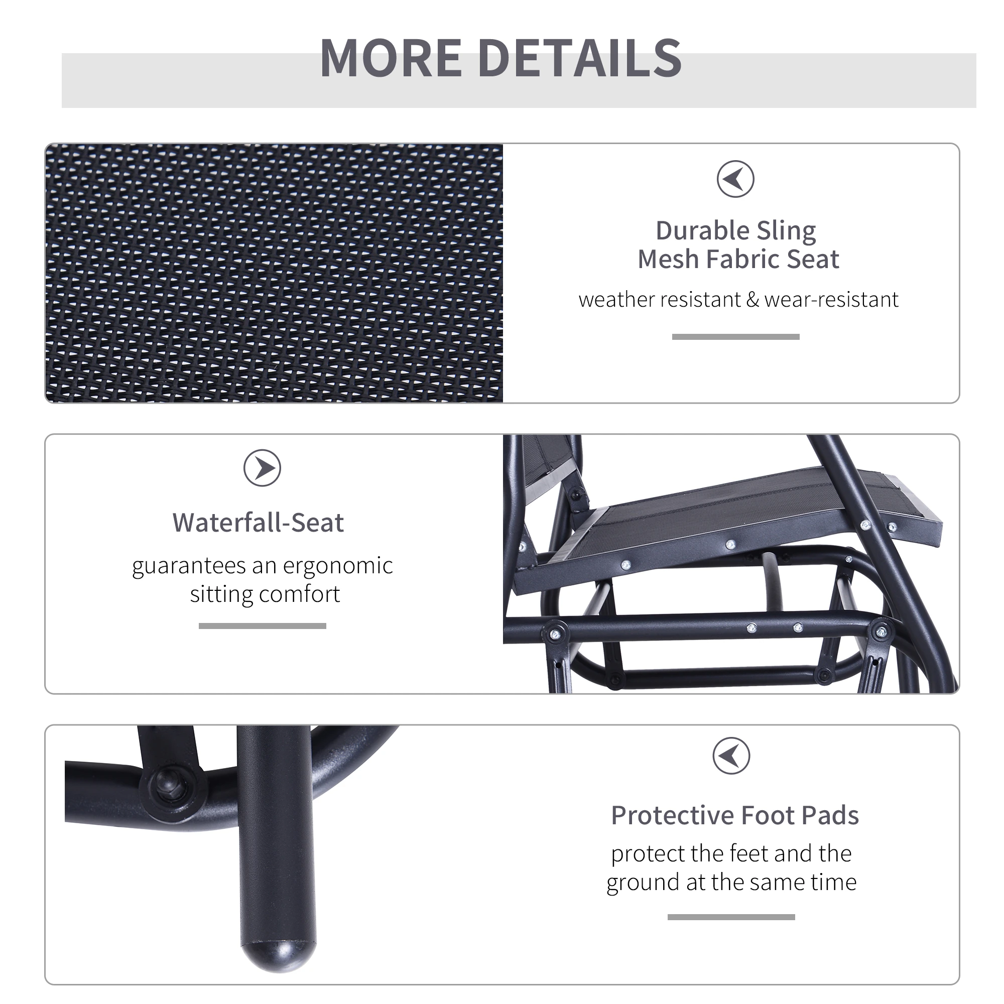 Patio Double Glider Bench Swing Chair Rocker Heavy-Duty Loveseat Outdoor Garden Rocking Bench Steel Frame