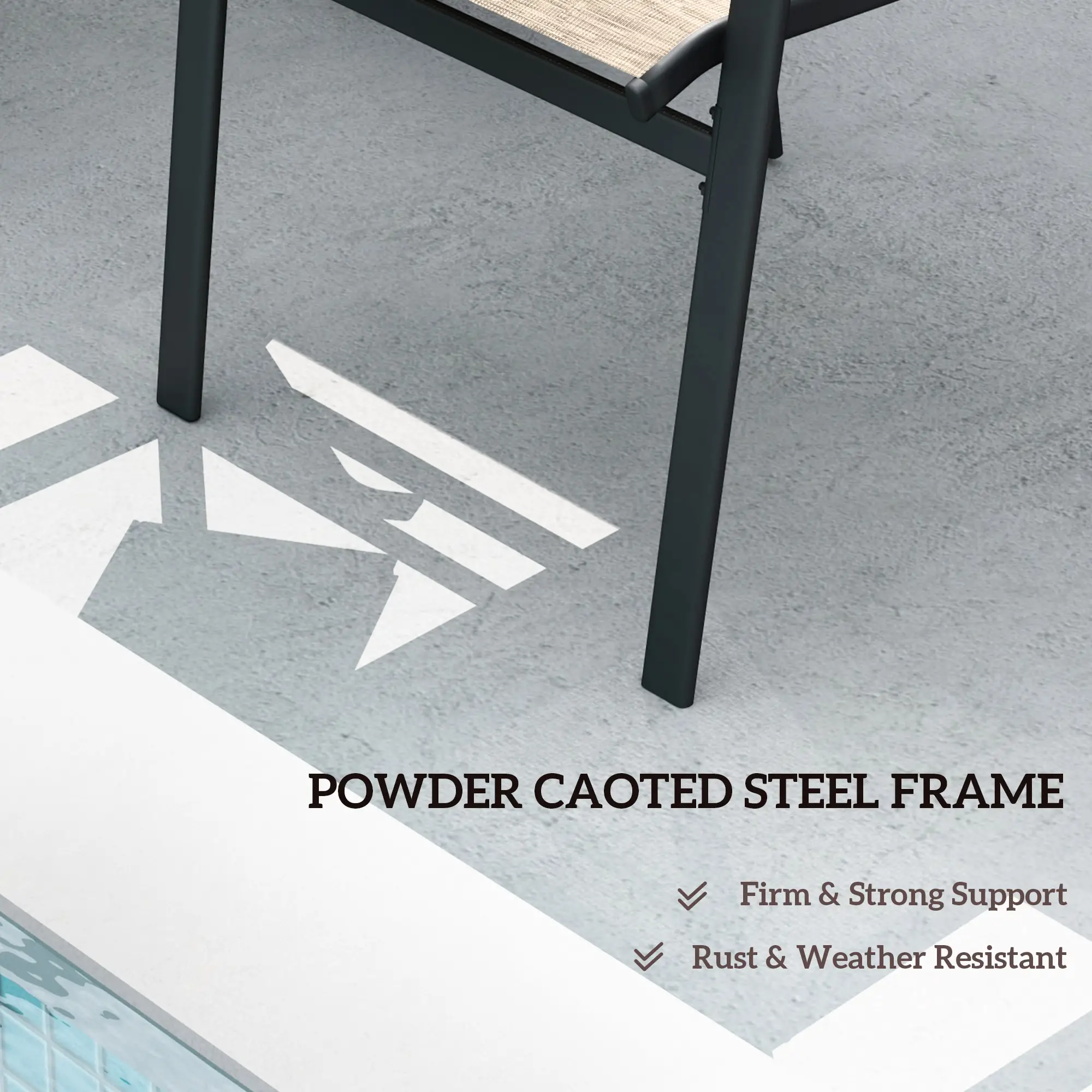 Outdoor Loveseat with Glass Table, Garden Patio Bench with Breathable Mesh Seat, High Back, Armrests