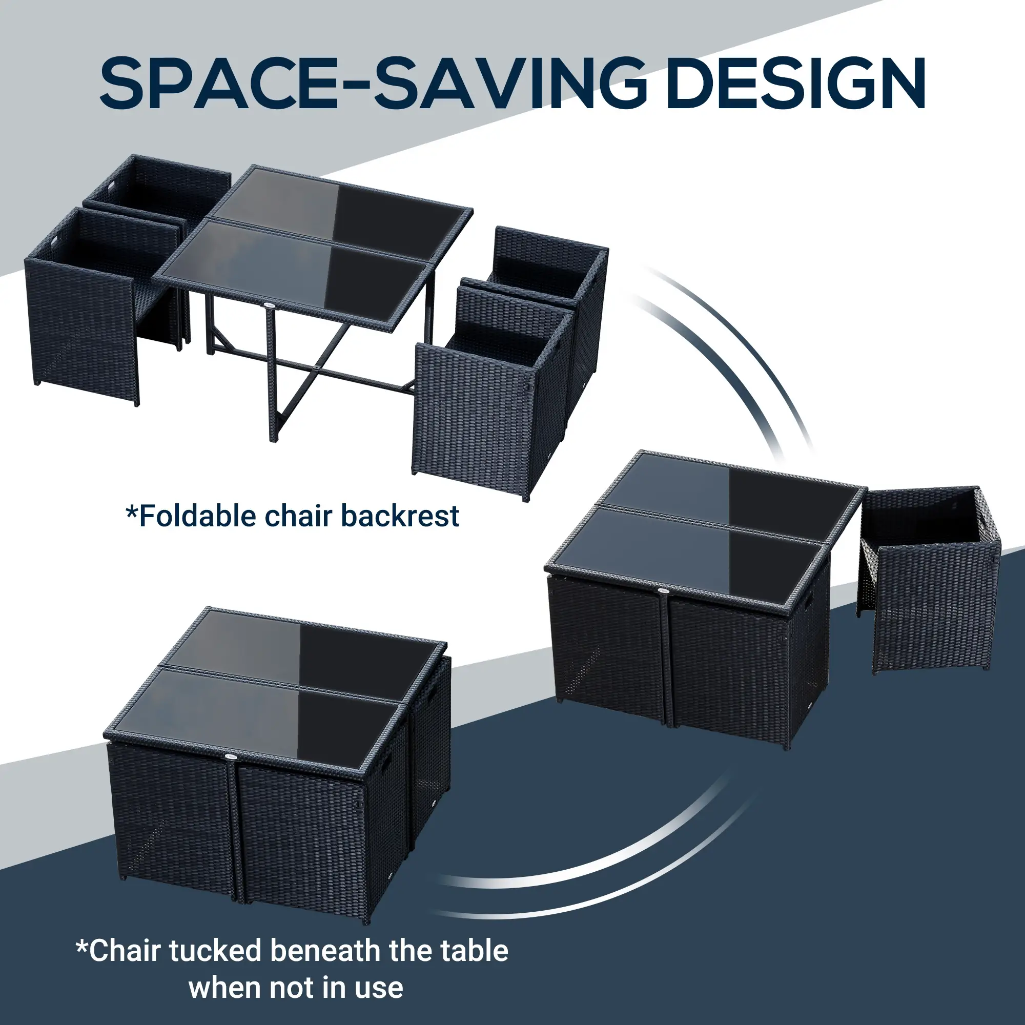 5 Pieces Wicker Patio Dining Set Outdoor Furniture Set with Removable Cushions, Glass Top Dining Table