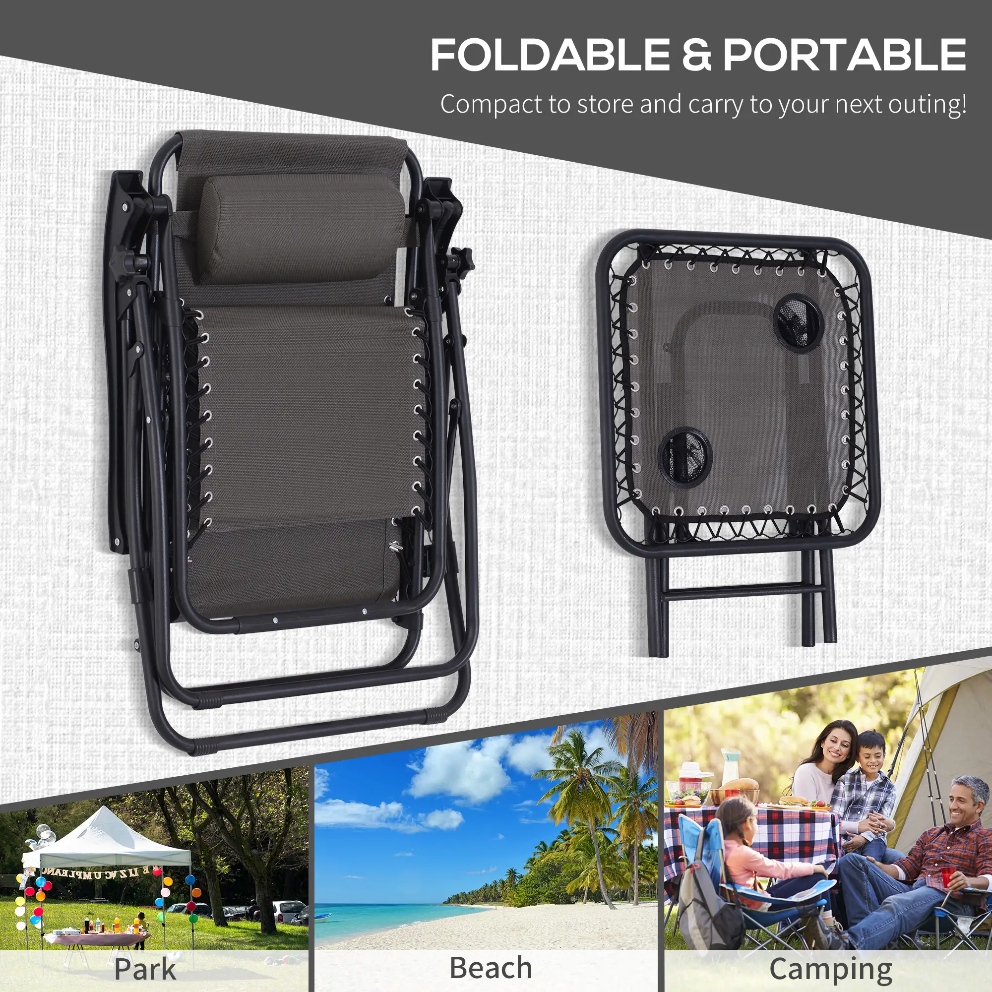  Zero Gravity Chair Set of 2 Patio Chair with Side Table Cupholders and Pillows