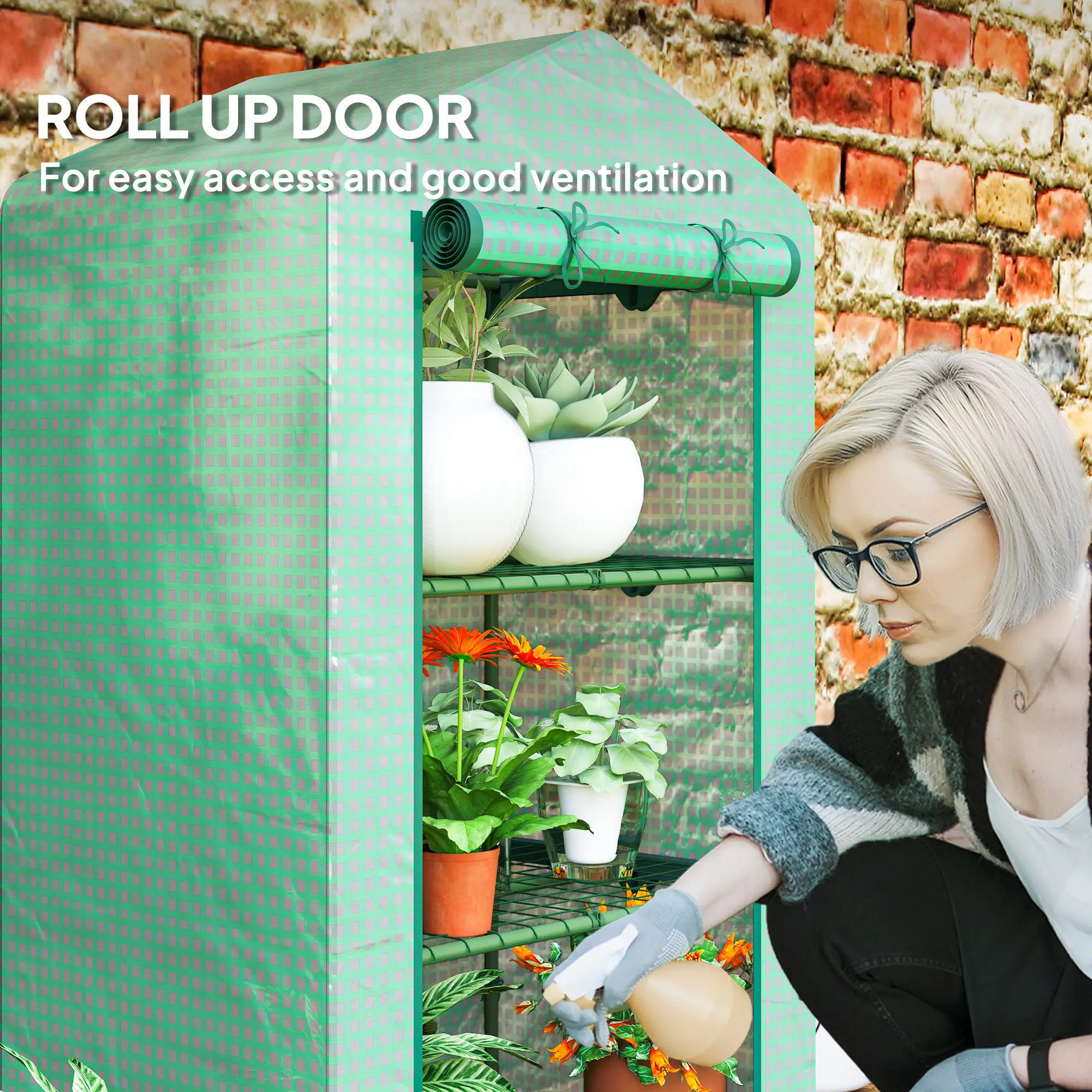 3 Tier Mini Greenhouse, Portable Flower Stand with Shelf Clips, Indoor Greenhouse with Steel Frame