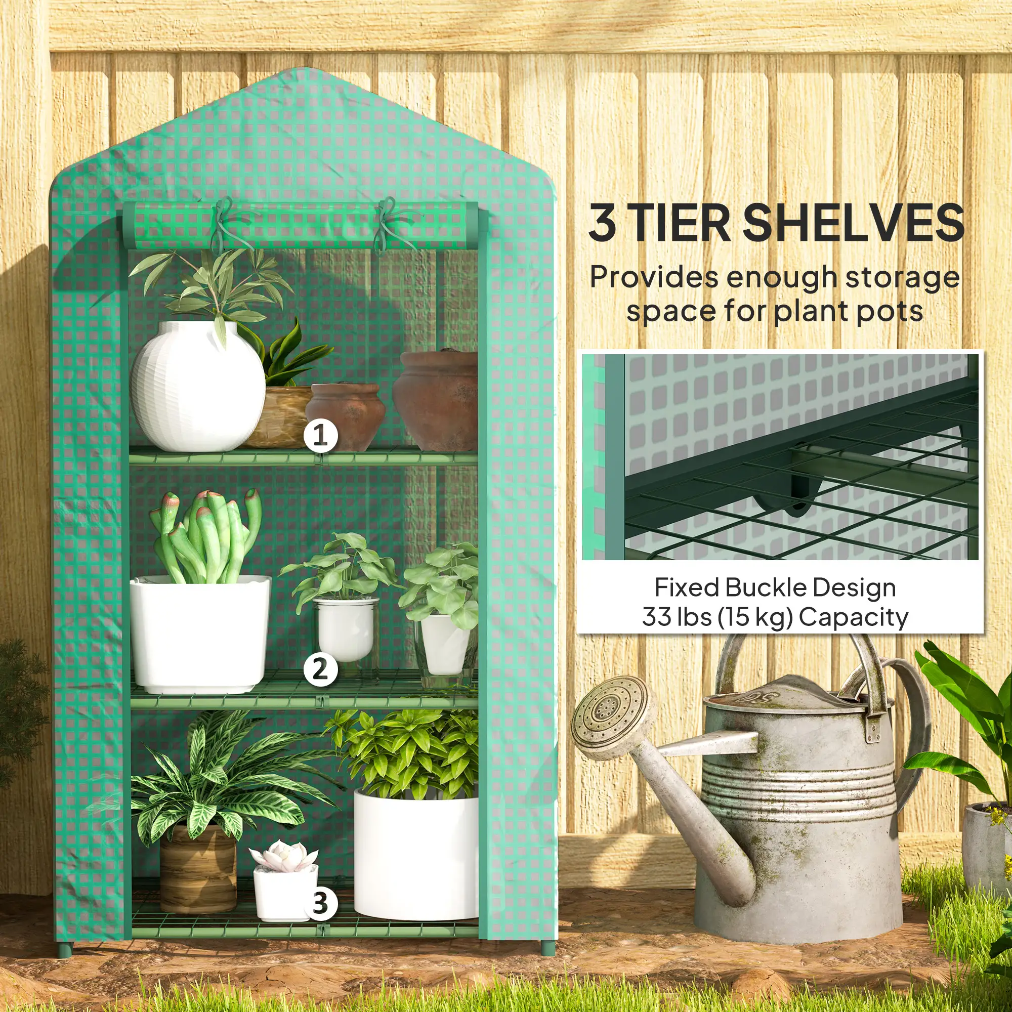 3 Tier Mini Greenhouse, Portable Flower Stand with Shelf Clips, Indoor Greenhouse with Steel Frame