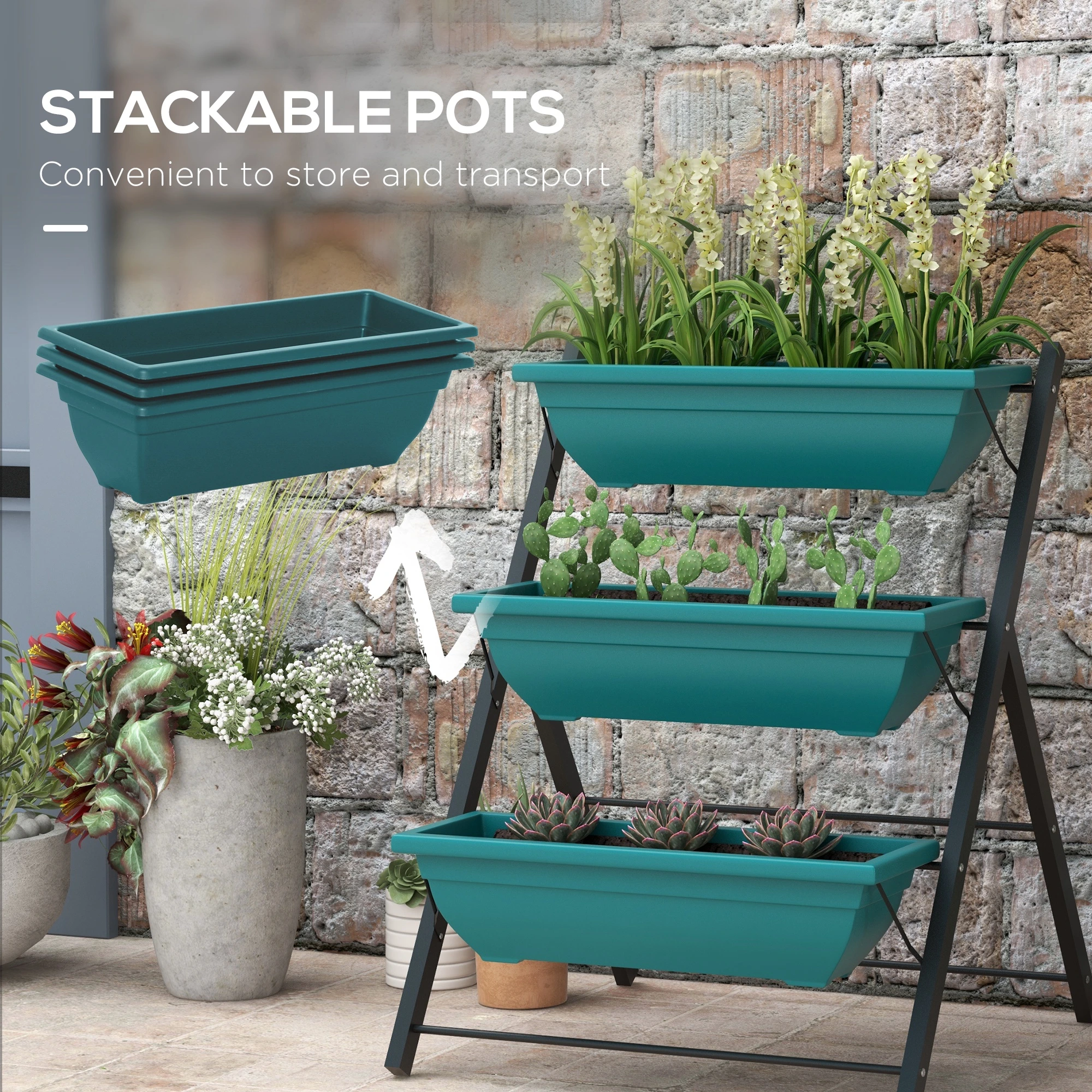 3-Tier Vertical Raised Garden Planter with 3 Boxes, Outdoor Plant Stand Grow Container for Vegetable Flowers