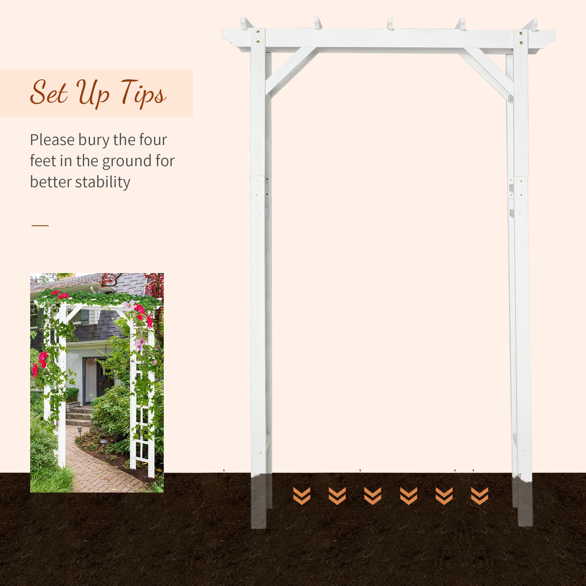 85" Wooden Garden Arbour for Wedding and Ceremony, Outdoor Garden Arch Trellis for Climbing Vines