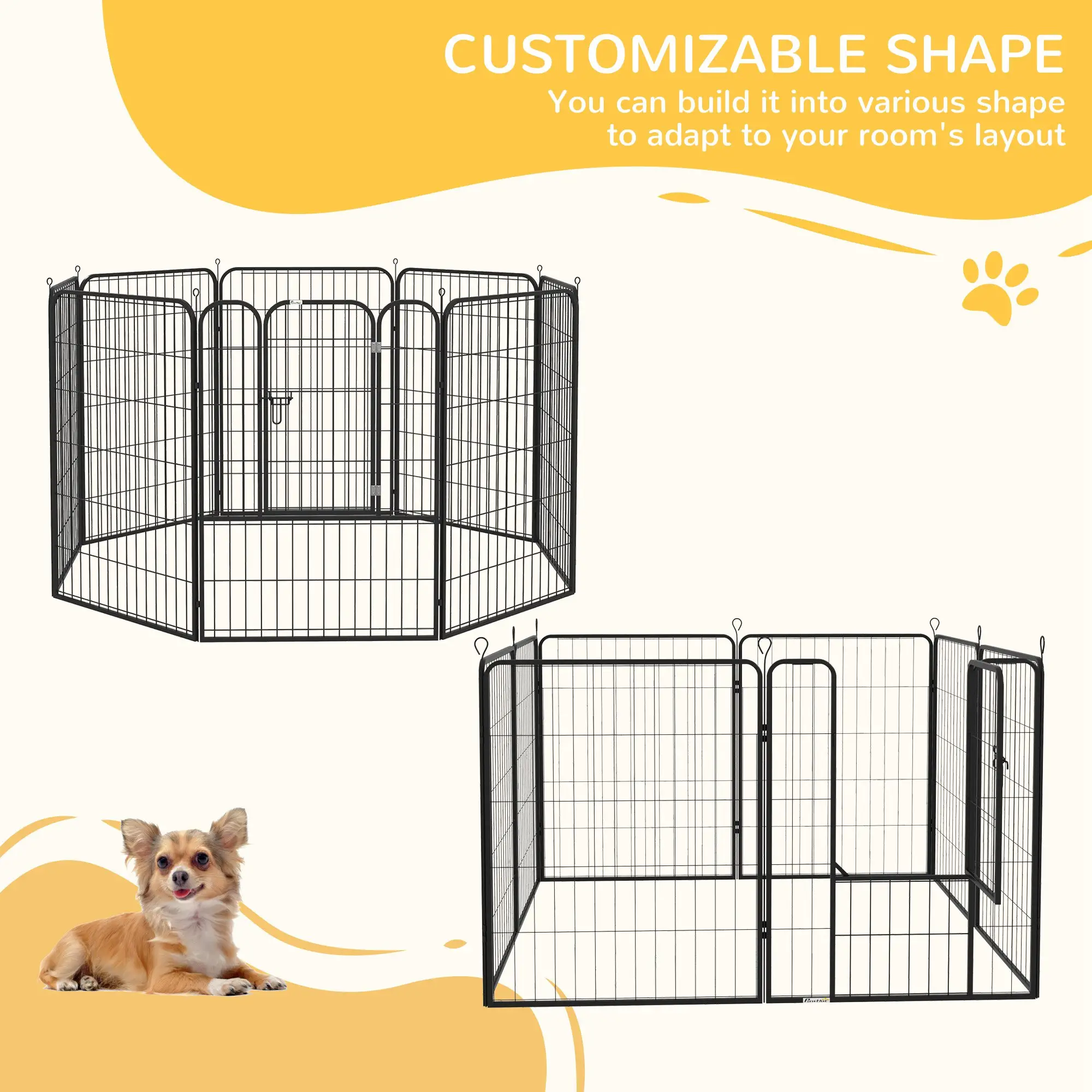  8 Panel 39"H Pet Playpen Play Yard Fence Home DIY Heavy-Duty Metal Foldable Indoor Outdoor