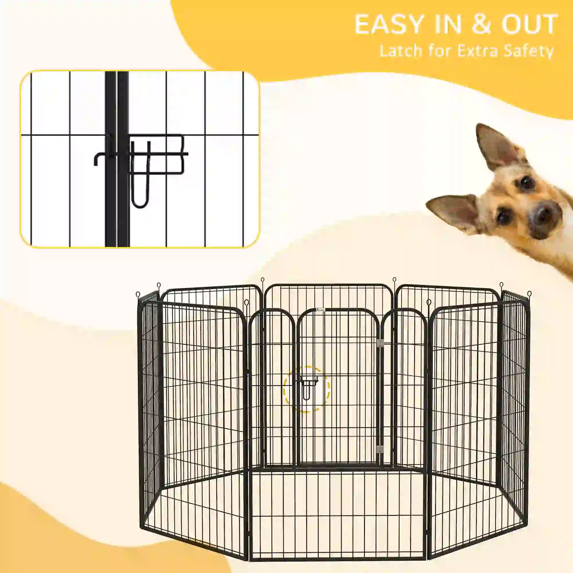  8 Panel 39"H Pet Playpen Play Yard Fence Home DIY Heavy-Duty Metal Foldable Indoor Outdoor
