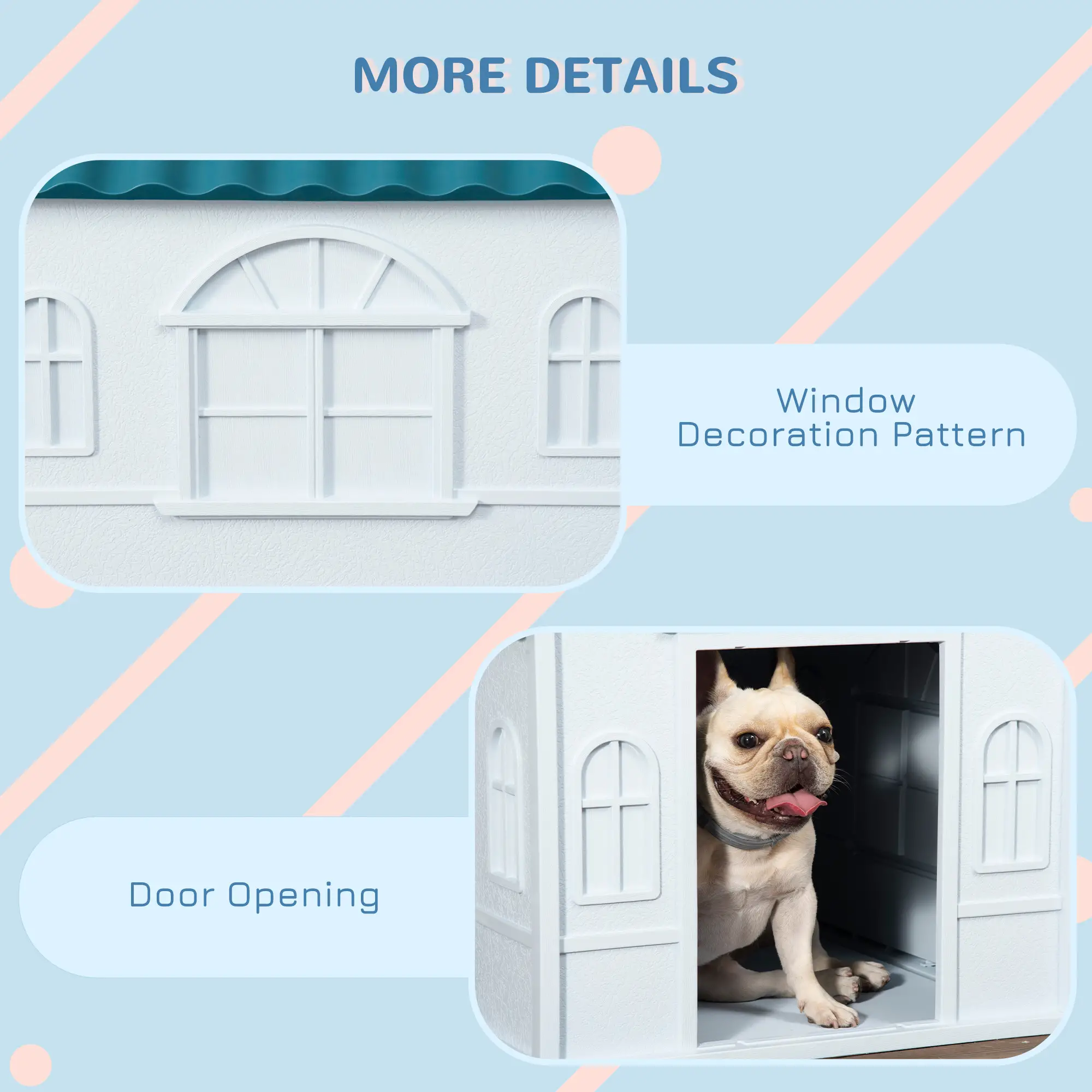 26" Plastic Dog House Outdoor with Air Vents, for Small Medium Dogs
