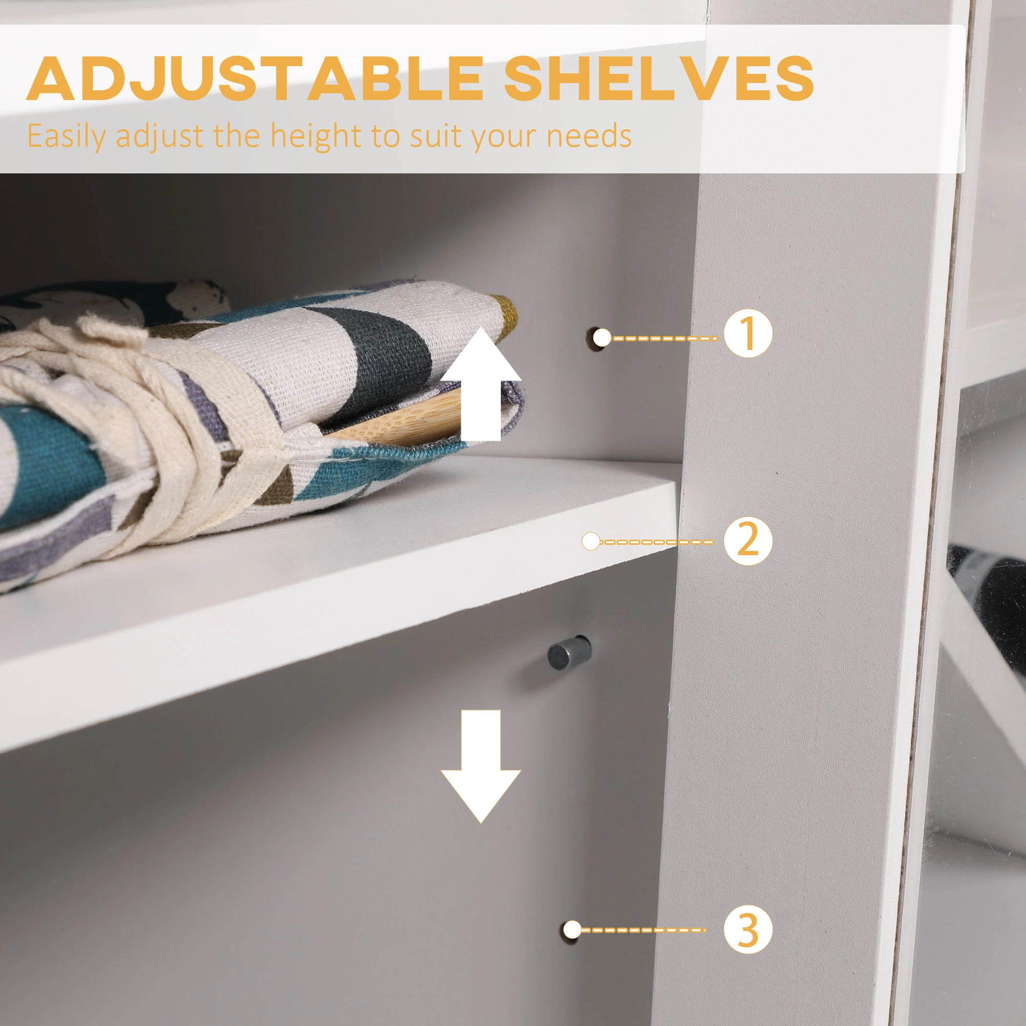 Kitchen Sideboard, Coffee Bar Cabinet, Buffet Cabinet with 4-Bottle Wine Rack, Glass Door and Adjustable Shelves