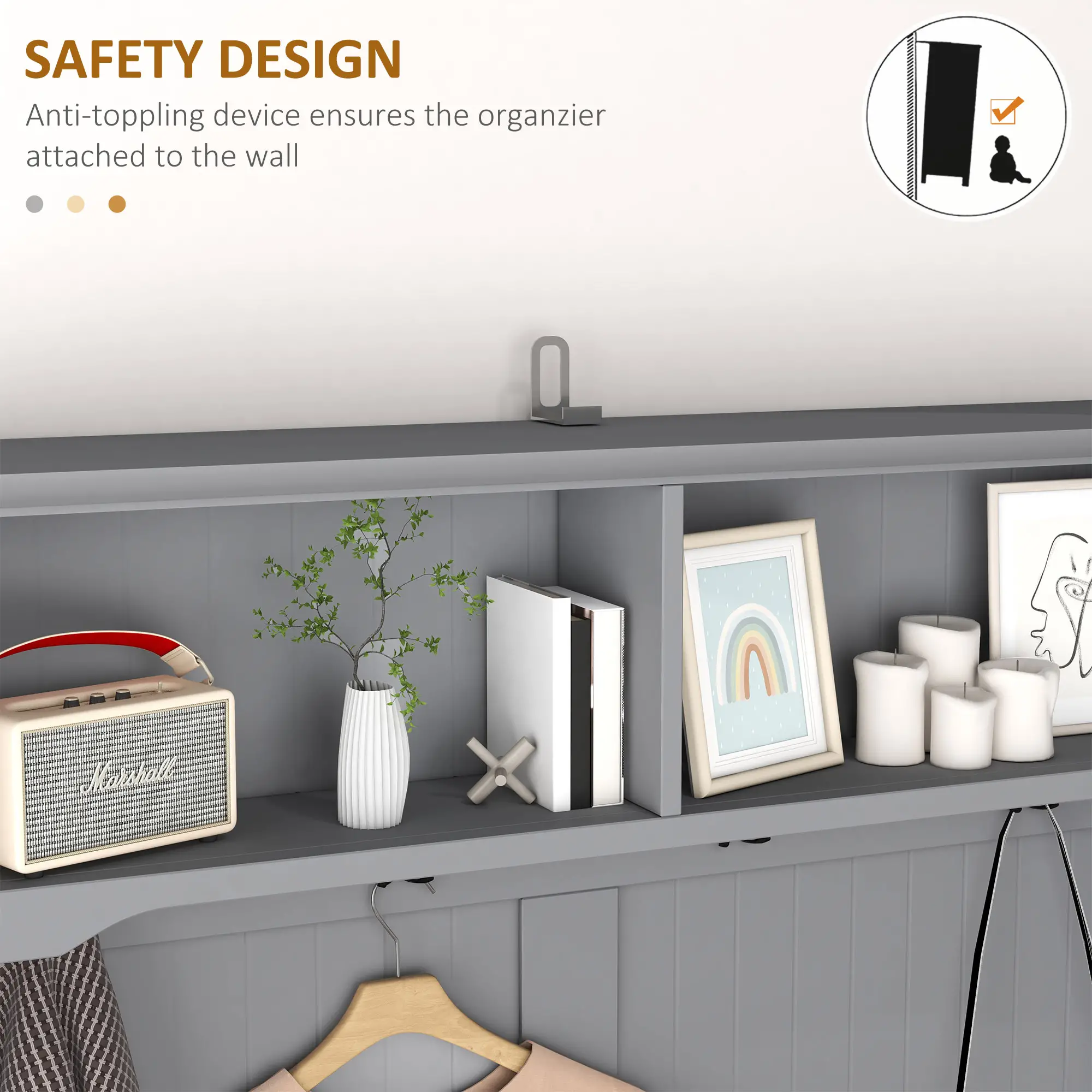 Coat Rack Shoe Bench, Hall Tree with Bench and Shoe Storage, Entryway Bench with 4 Hooks, 2 Drawers, 2 Shelves